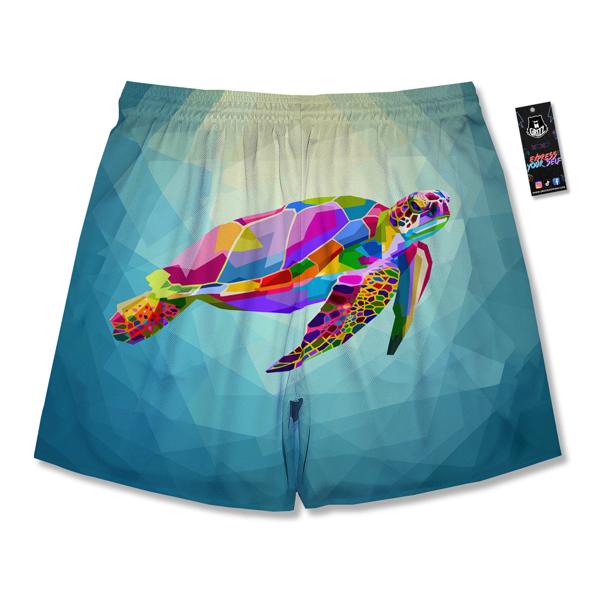Sea Turtle Colorful Print Men's Running Shorts-grizzshop