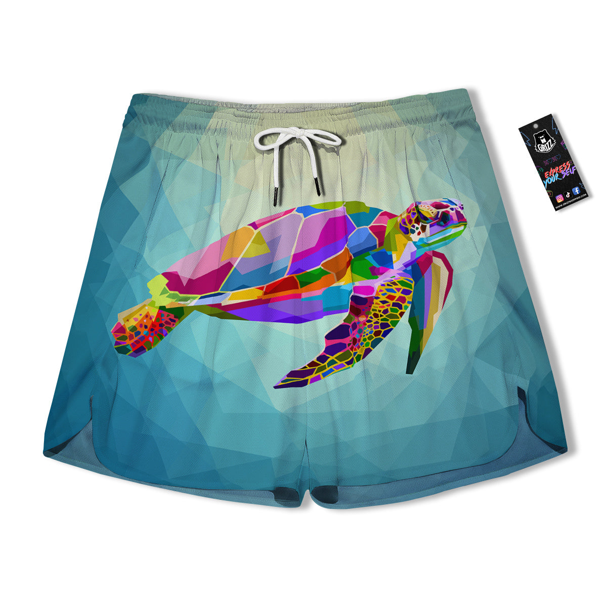 Sea Turtle Colorful Print Men's Running Shorts-grizzshop