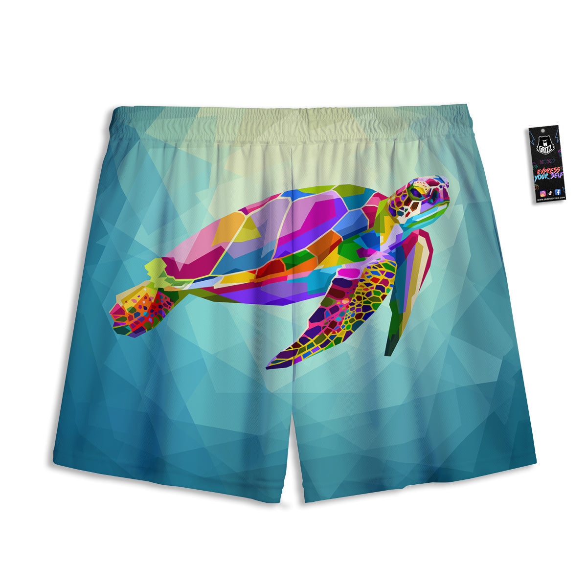 Raccoon Grey Print Pattern Mesh Shorts