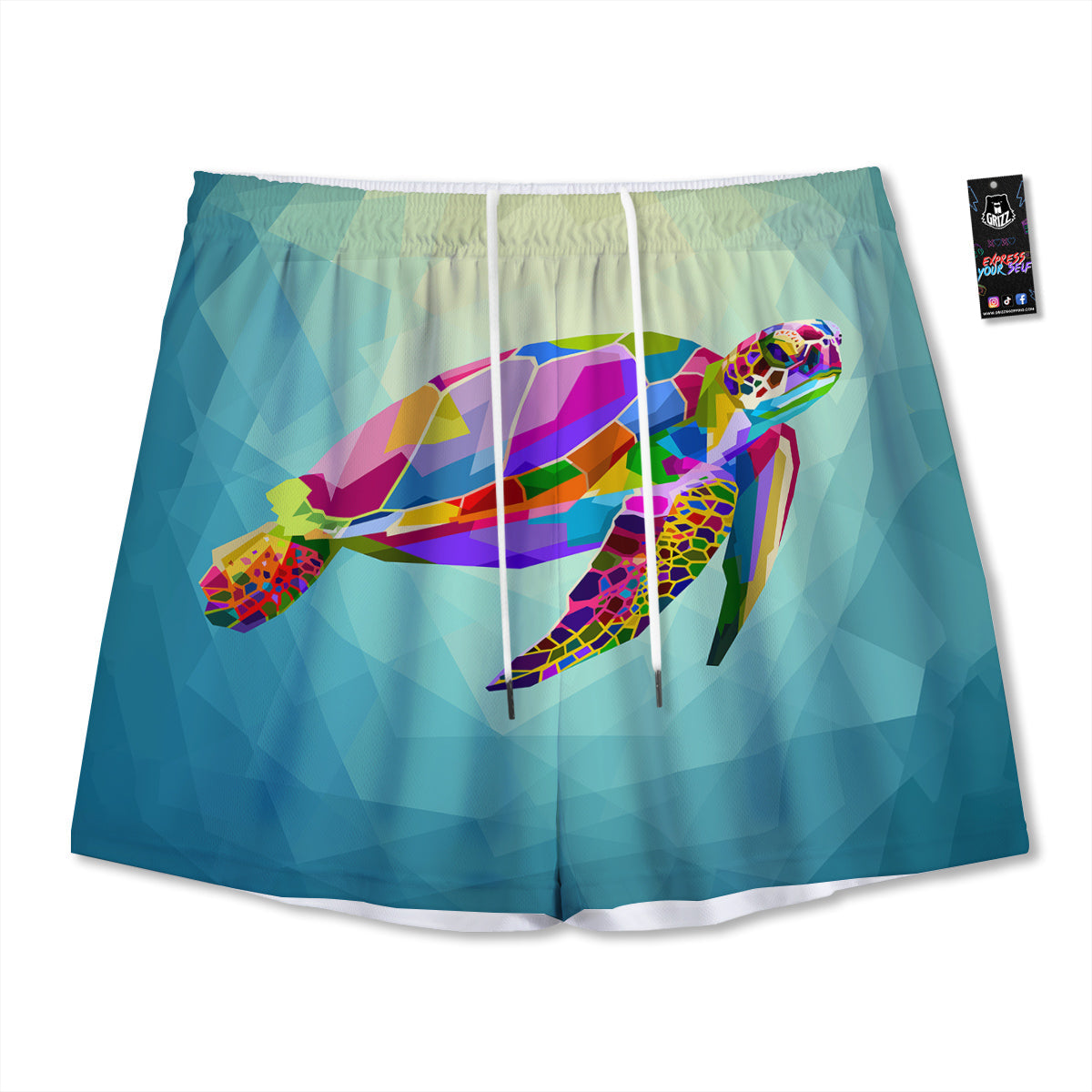 Raccoon Grey Print Pattern Mesh Shorts