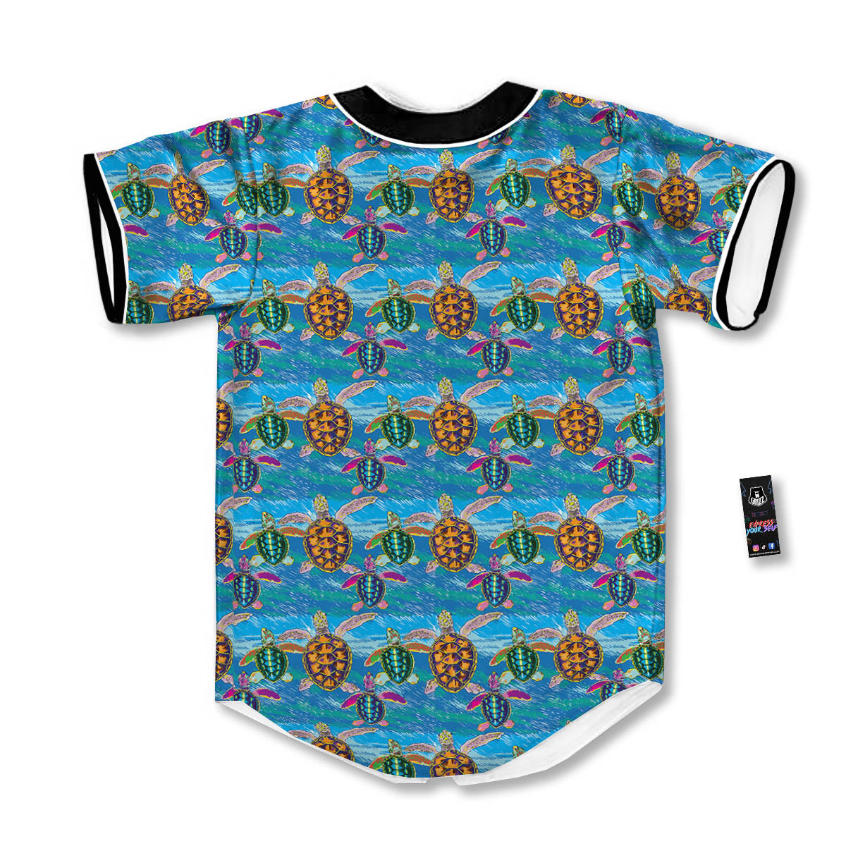 Sea Turtle Colorful Print Pattern Baseball Jersey-grizzshop