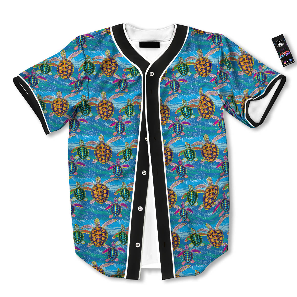 Sea Turtle Colorful Print Pattern Baseball Jersey-grizzshop