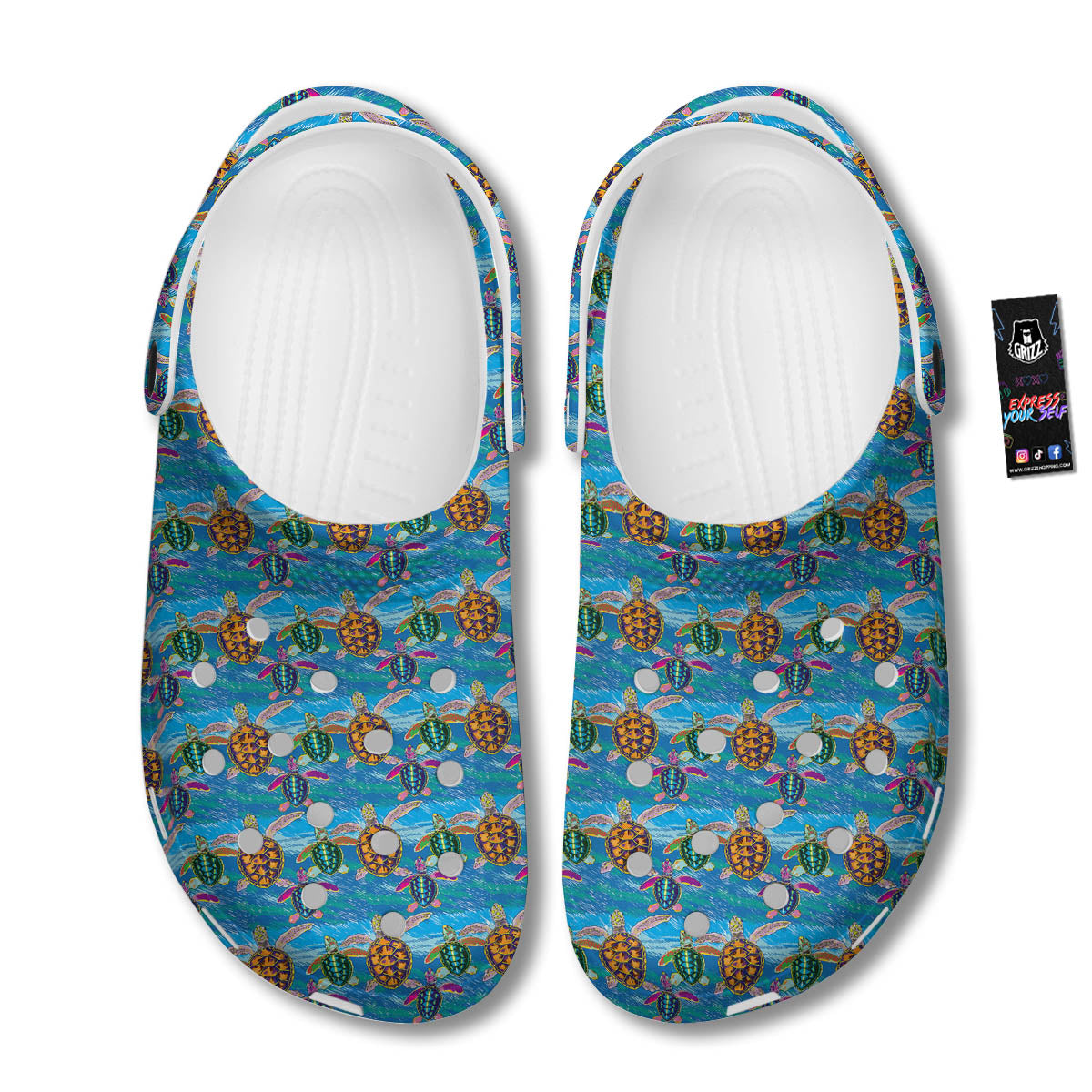 Sea Turtle Colorful Print Pattern Clog-grizzshop