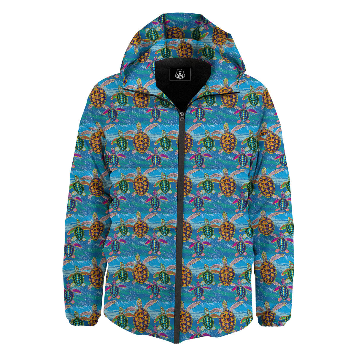 Sea Turtle Colorful Print Pattern Down Jacket-grizzshop