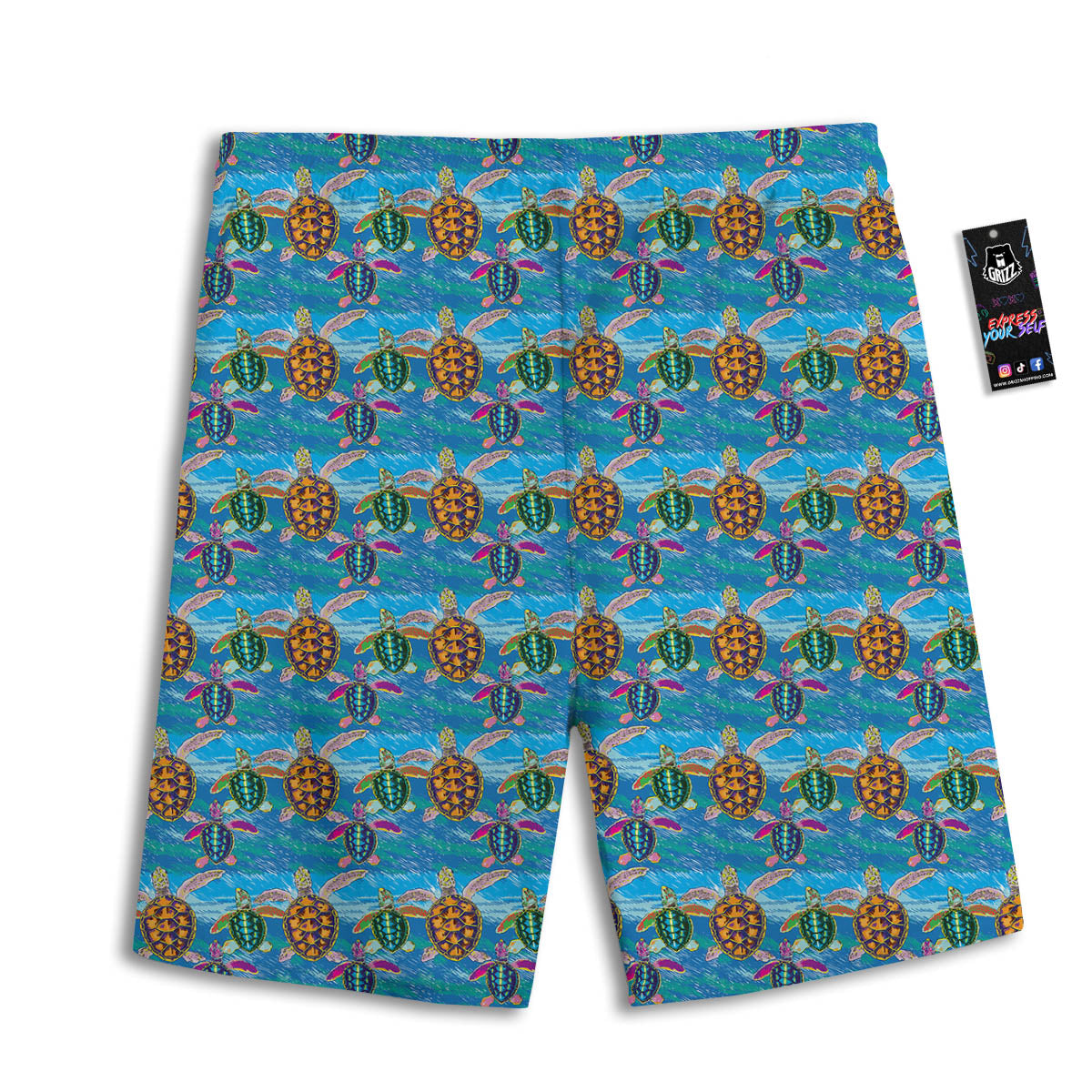Sea Turtle Colorful Print Pattern Men's Athletic Shorts