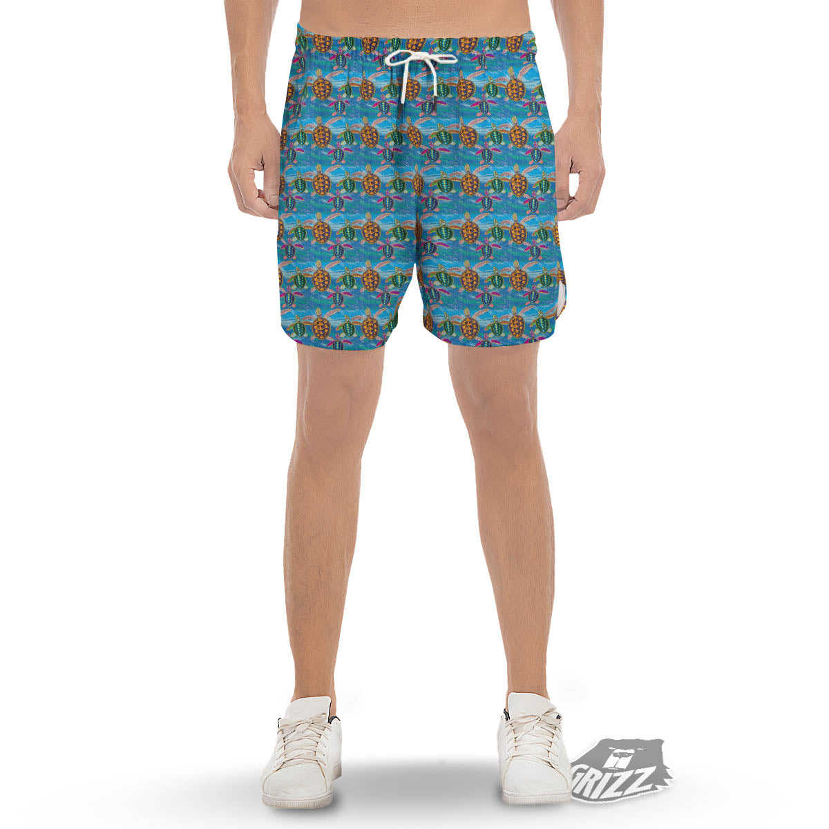 Sea Turtle Colorful Print Pattern Men's Gym Shorts-grizzshop
