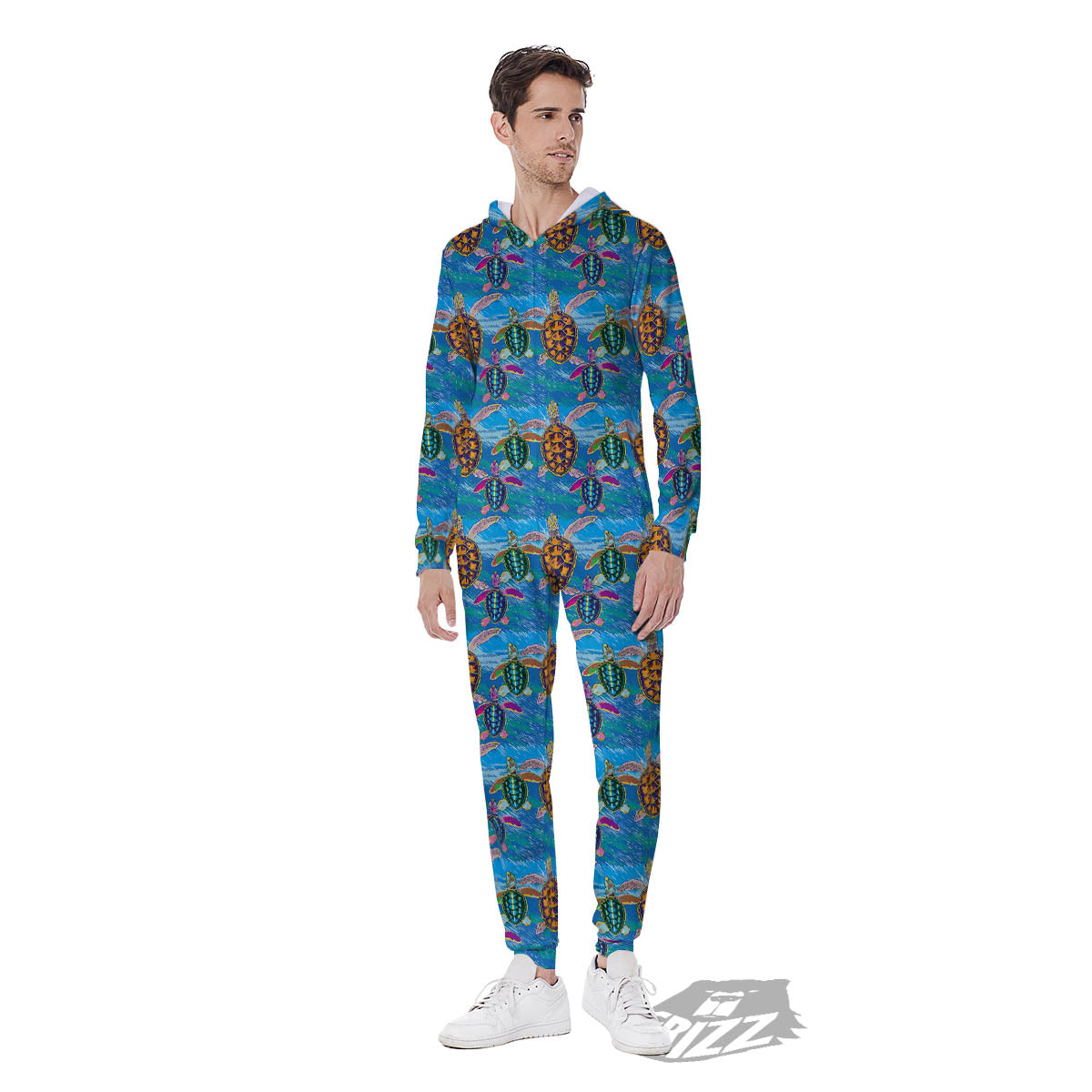 Sea Turtle Colorful Print Pattern Men's Jumpsuit-grizzshop