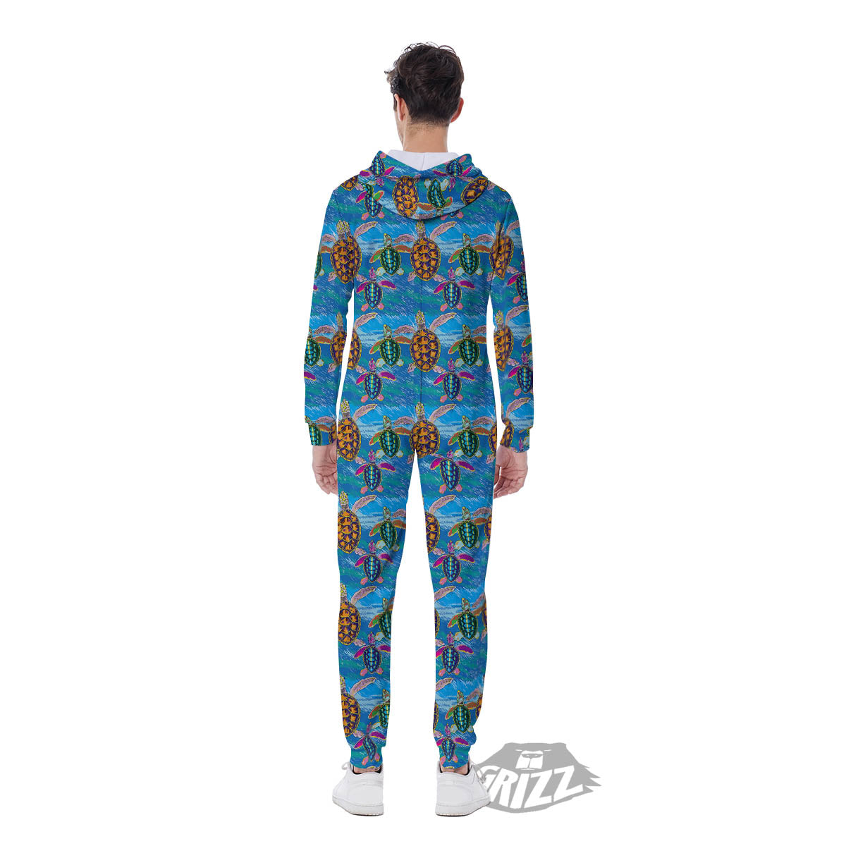 Sea Turtle Colorful Print Pattern Men's Jumpsuit-grizzshop