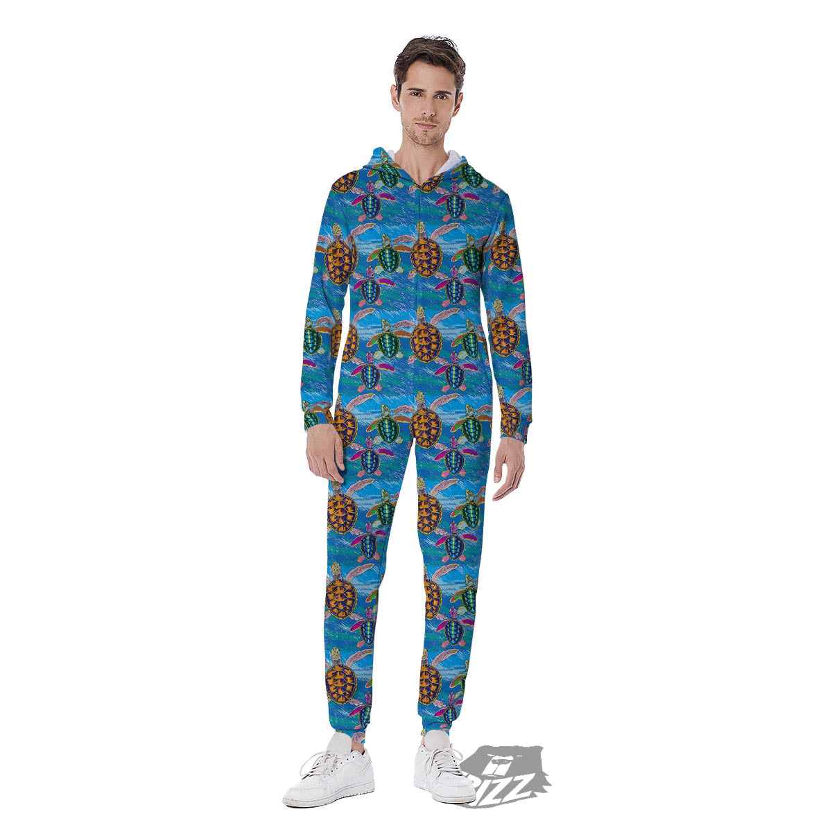 Sea Turtle Colorful Print Pattern Men's Jumpsuit-grizzshop