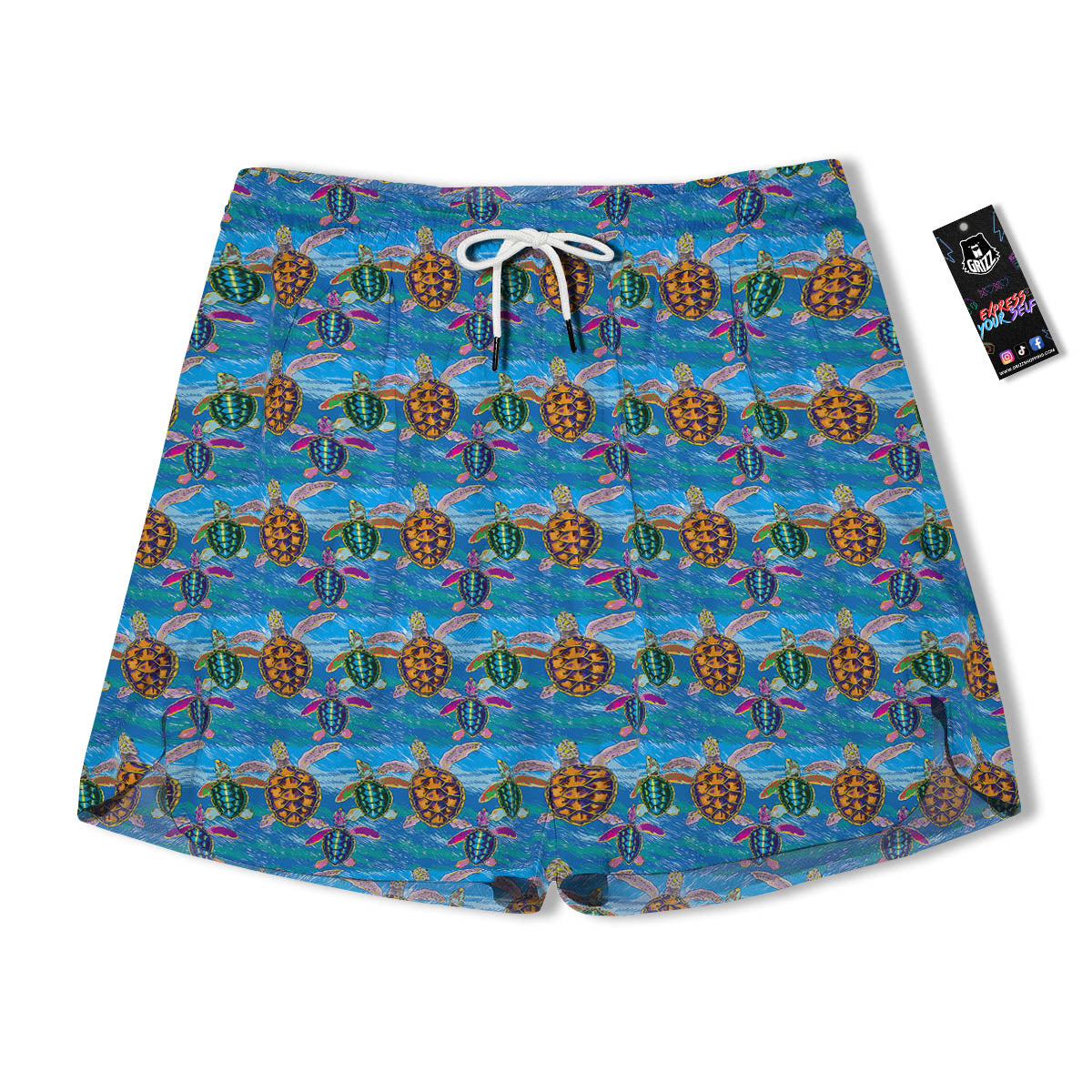 Sea Turtle Colorful Print Pattern Men's Running Shorts-grizzshop