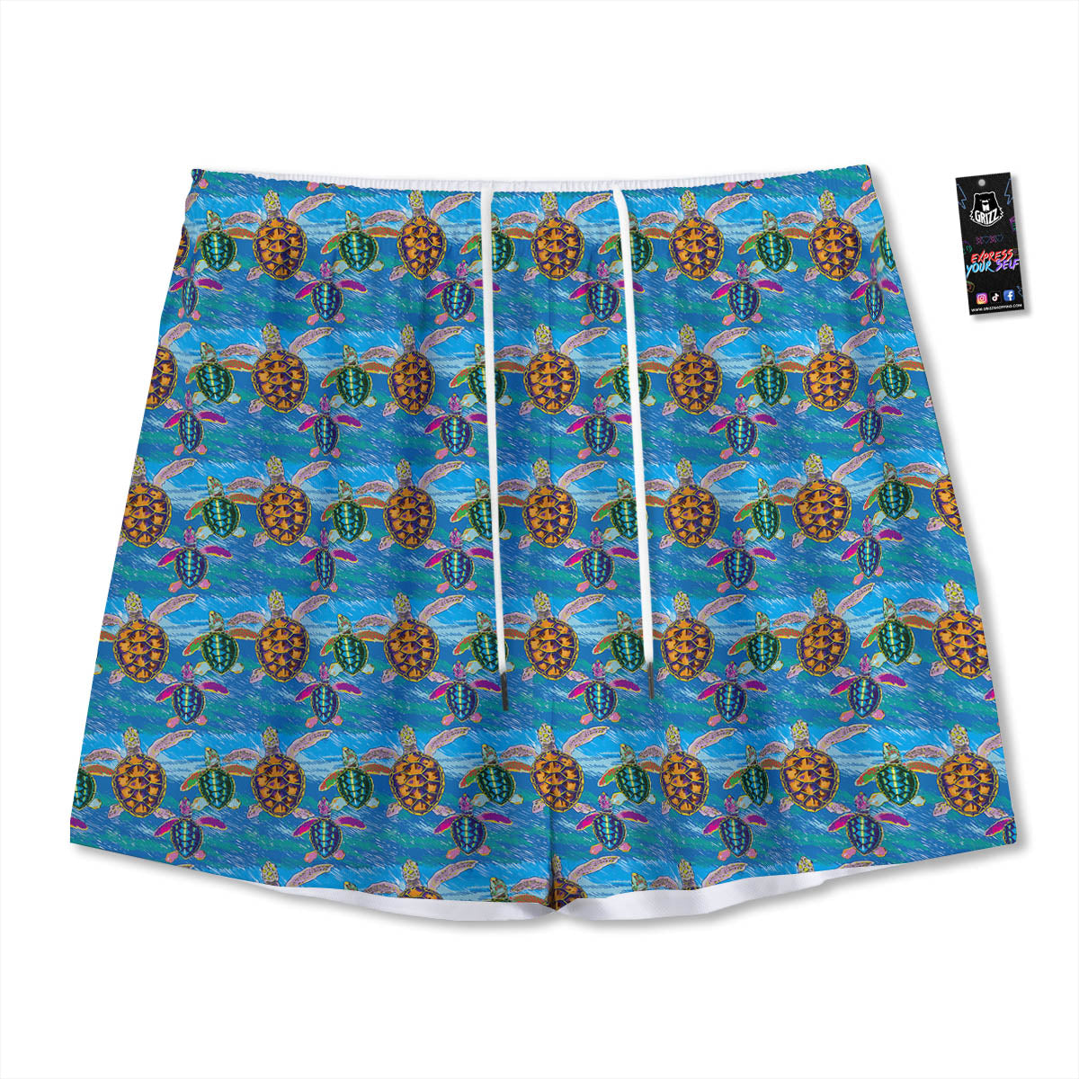 Rainbow Geometric Print Pattern Mesh Shorts