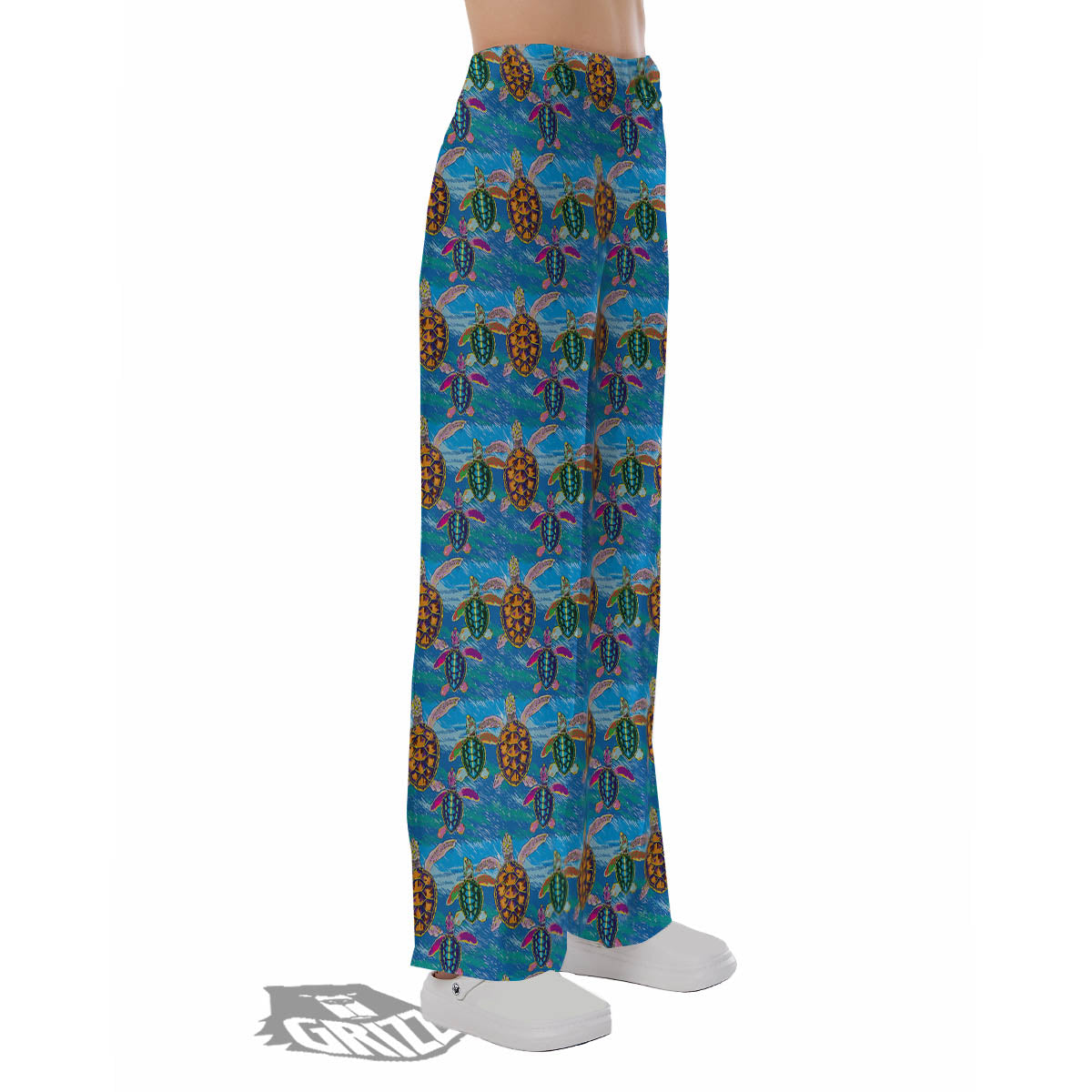 Sea Turtle Colorful Print Pattern Pajama Pants-grizzshop
