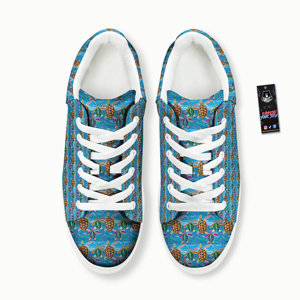 Sea Turtle Colorful Print Pattern Platform Shoes-grizzshop