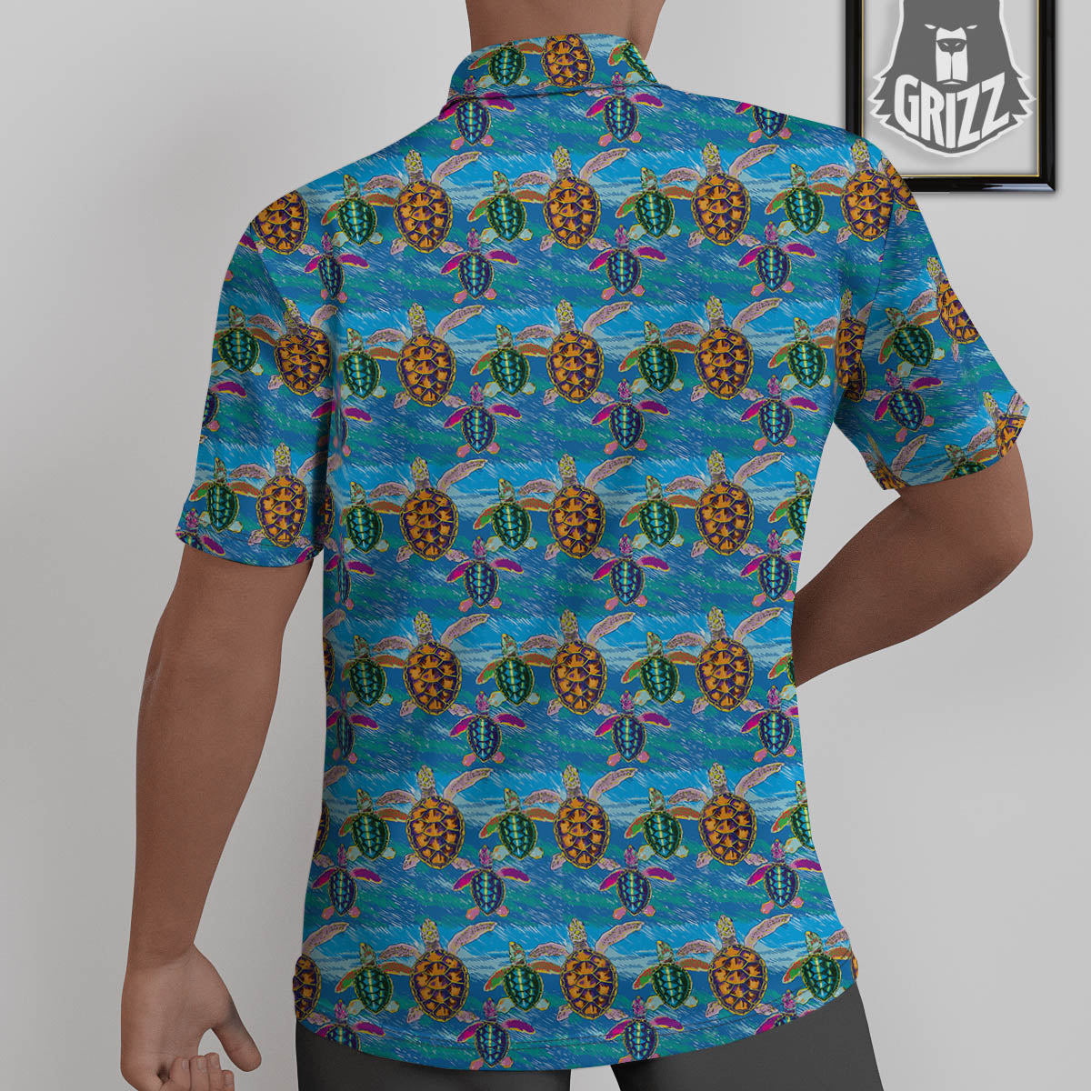 Sea Turtle Colorful Print Pattern Untucked Shirts-grizzshop
