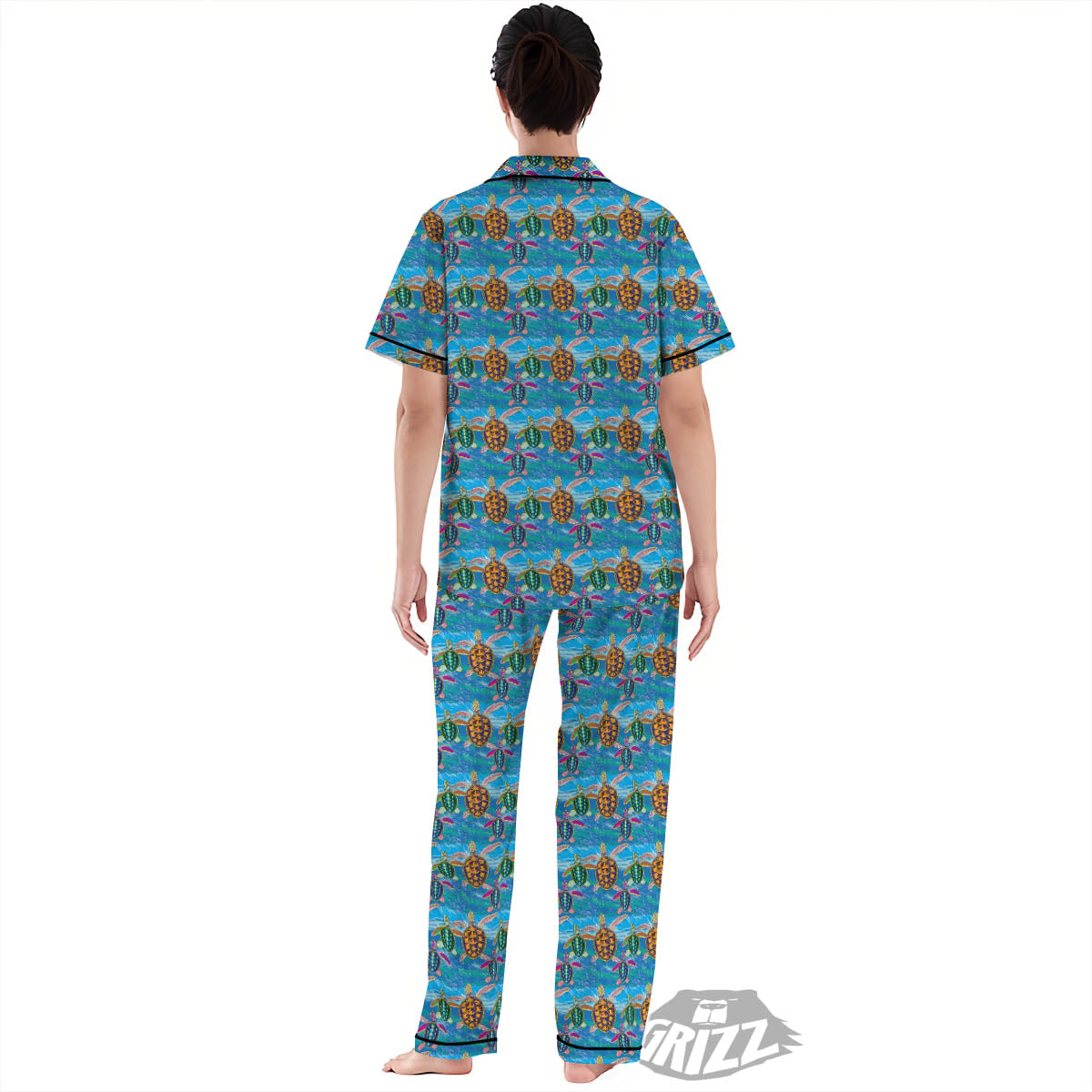 Sea Turtle Colorful Print Pattern Women's Pajamas Set-grizzshop