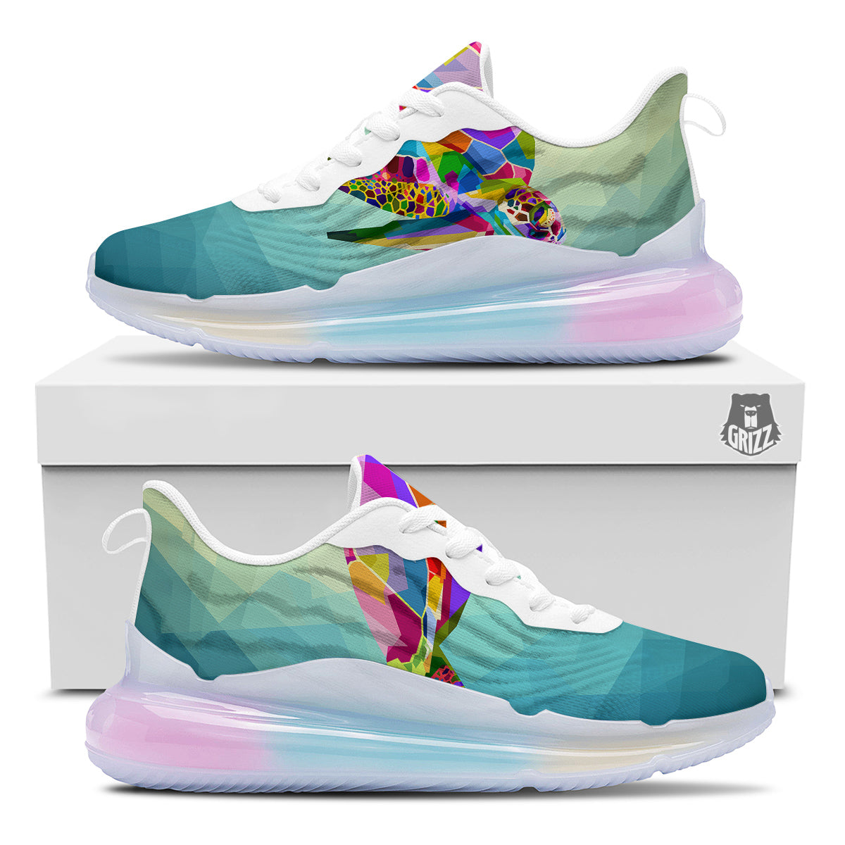 Sea Turtle Colorful Print Running Sneakers-grizzshop