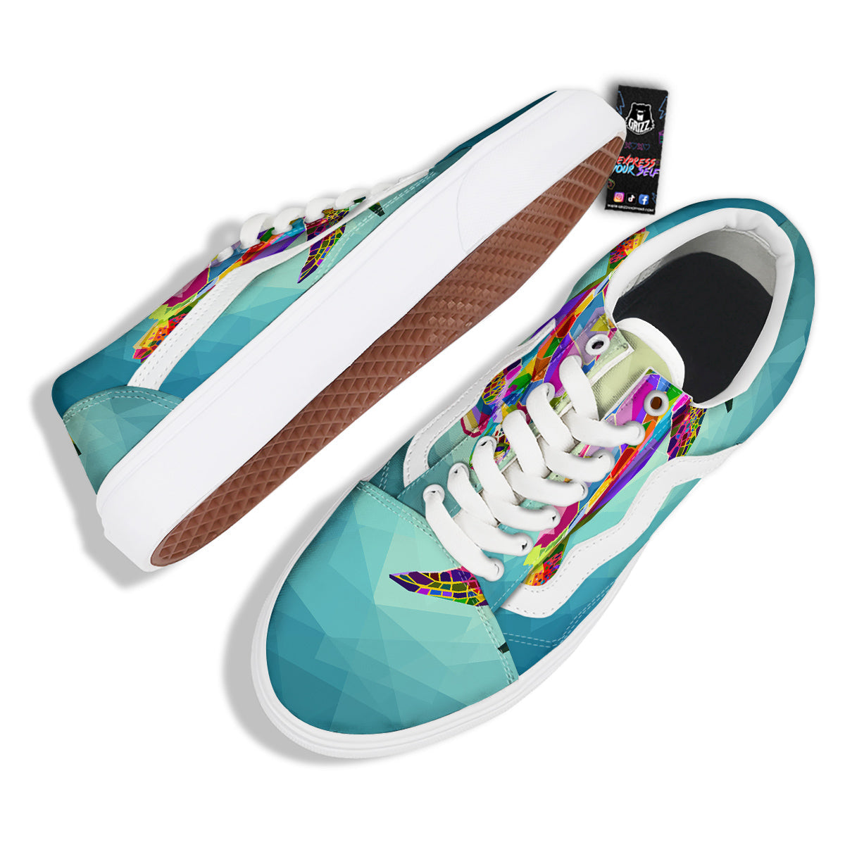 Sea Turtle Colorful Print Skate Shoes-grizzshop