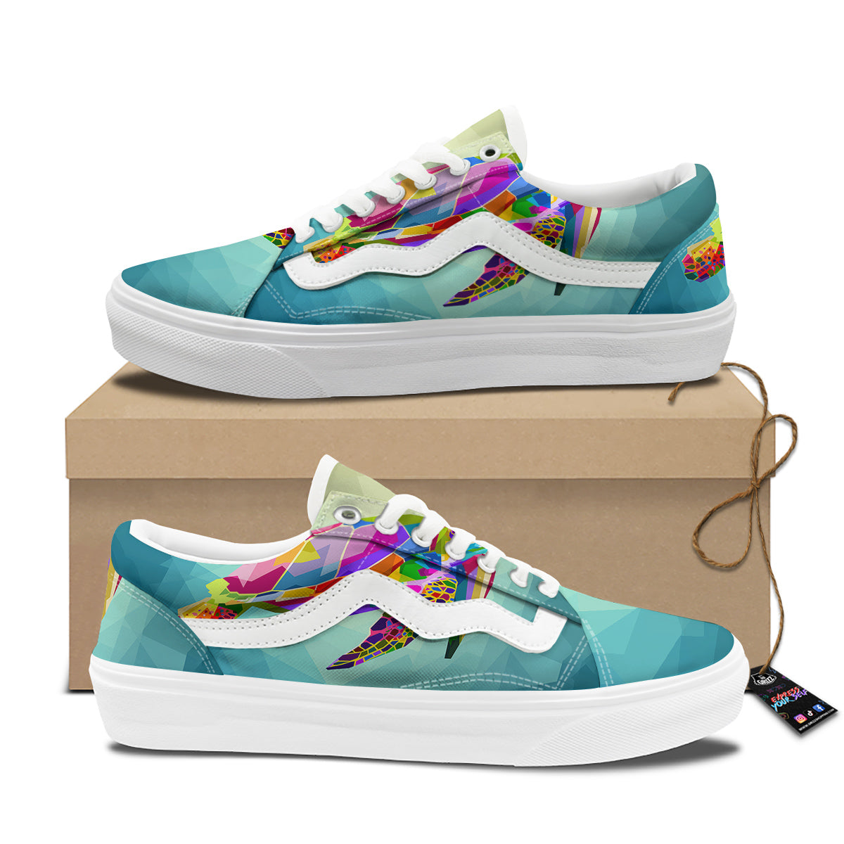 Sea Turtle Colorful Print Skate Shoes-grizzshop