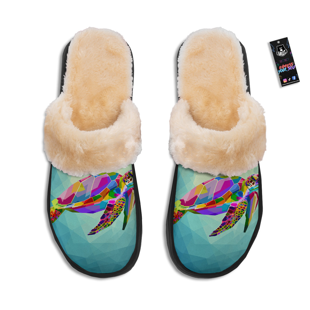 Sea Turtle Colorful Print Slippers-grizzshop