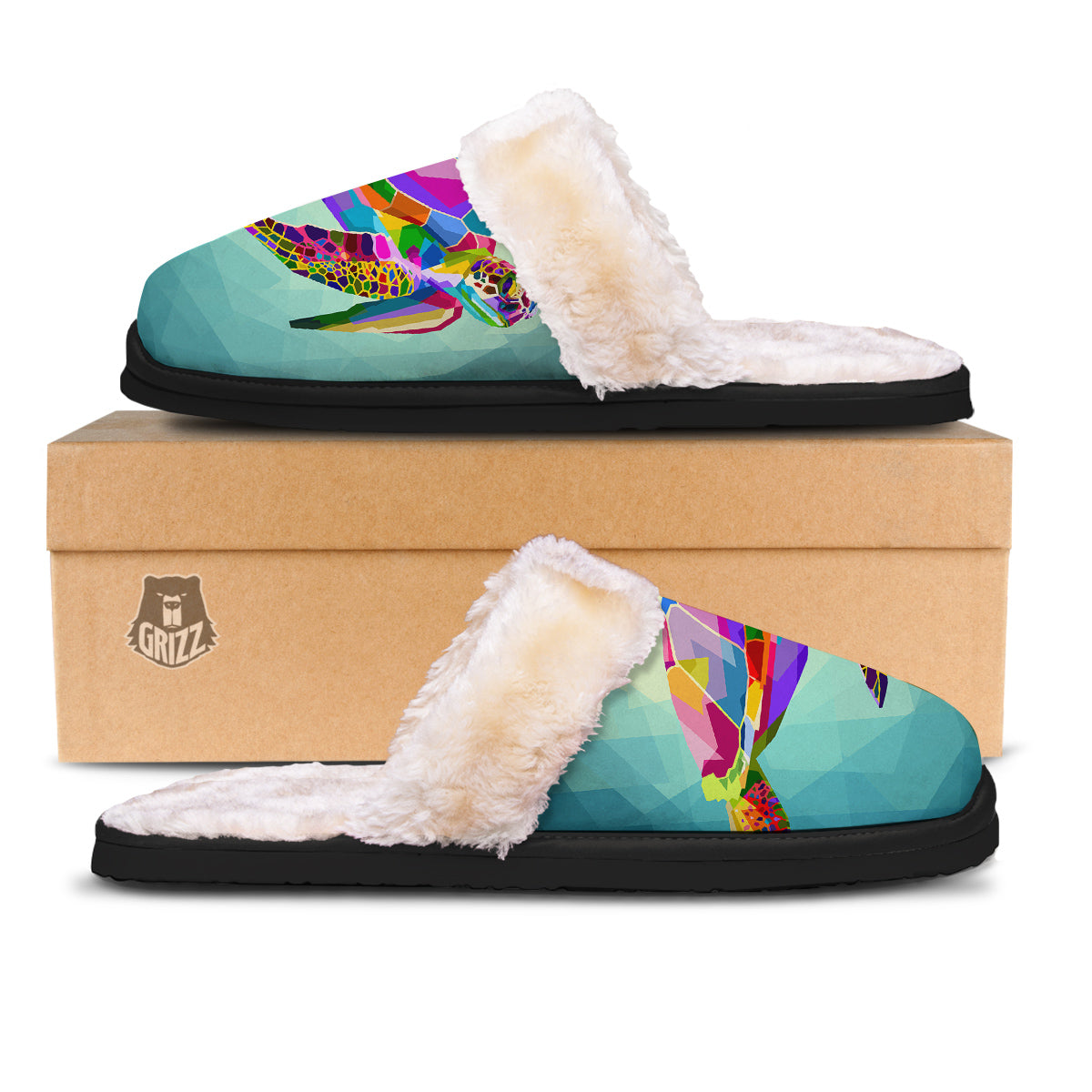 Sea Turtle Colorful Print Slippers-grizzshop