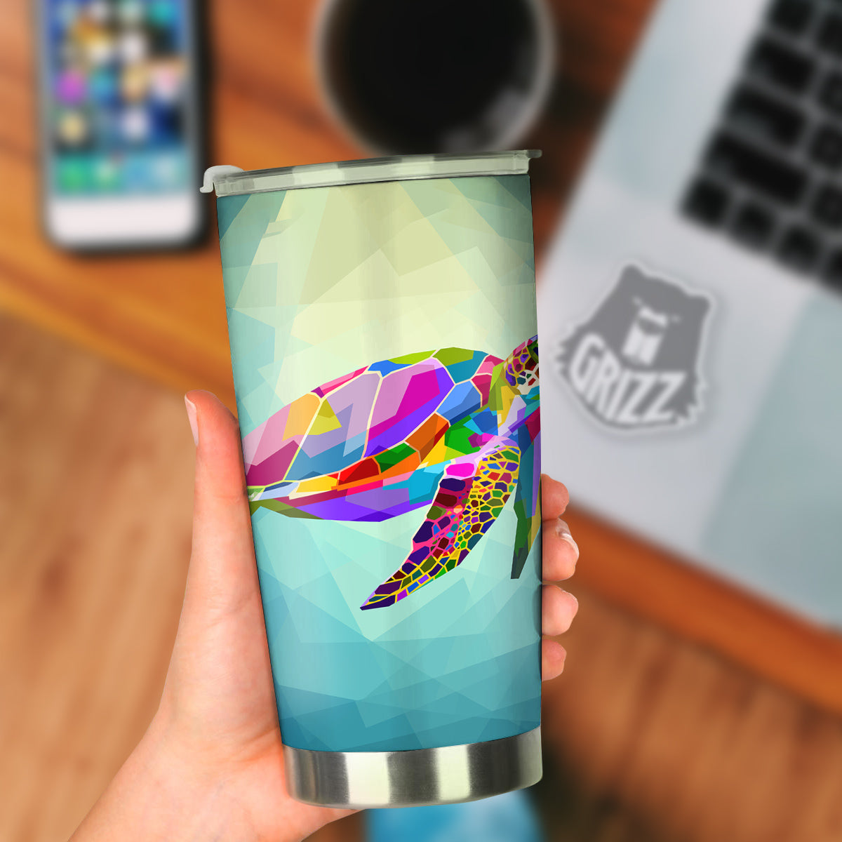 Sea Turtle Colorful Print Tumbler-grizzshop