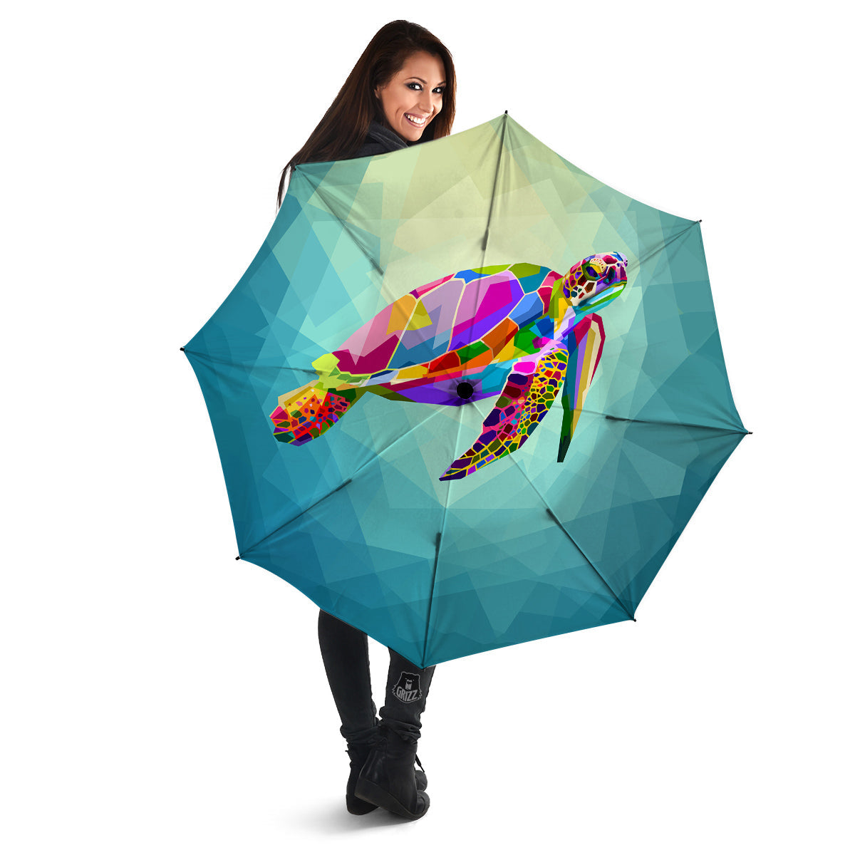 Sea Turtle Colorful Print Umbrella-grizzshop