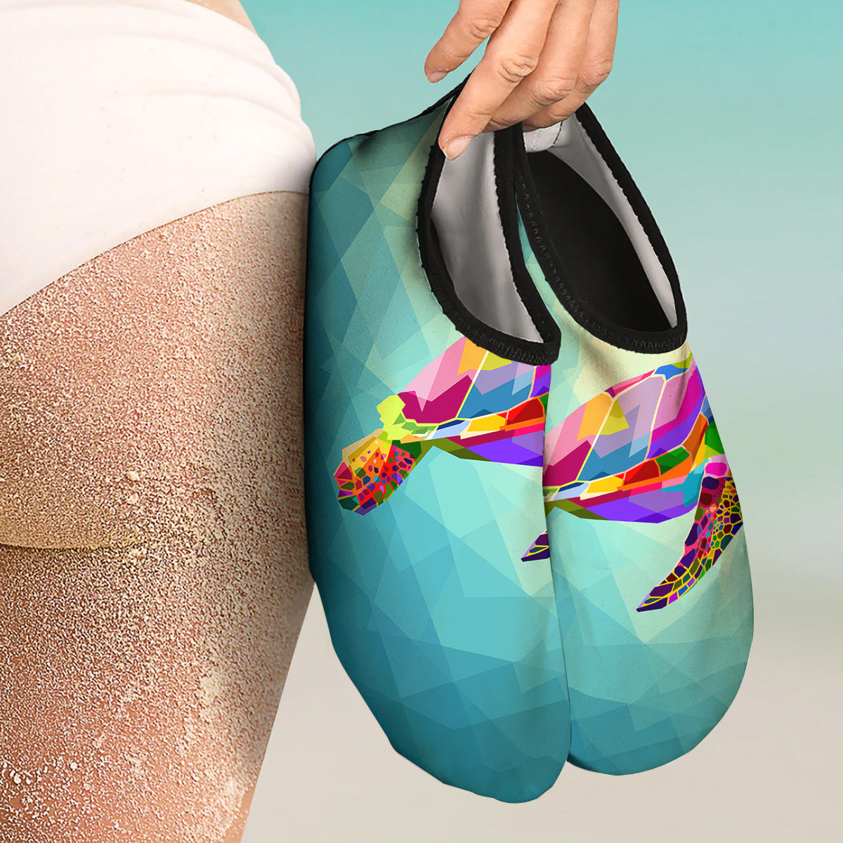 Sea Turtle Colorful Print Water Shoes-grizzshop