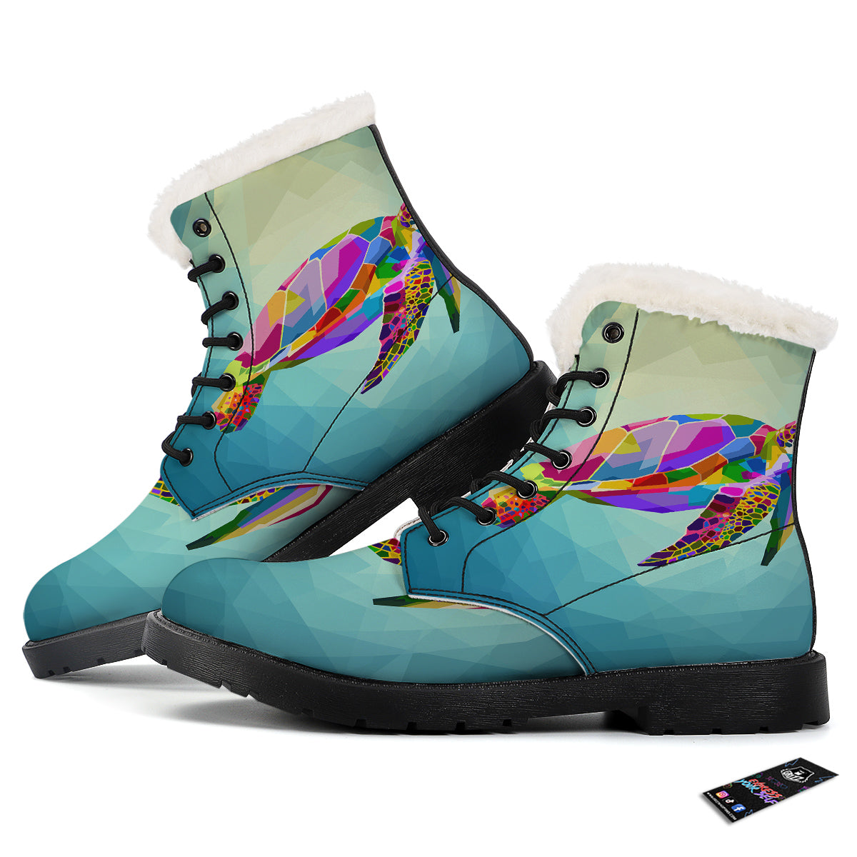 Sea Turtle Colorful Print Winter Boots-grizzshop