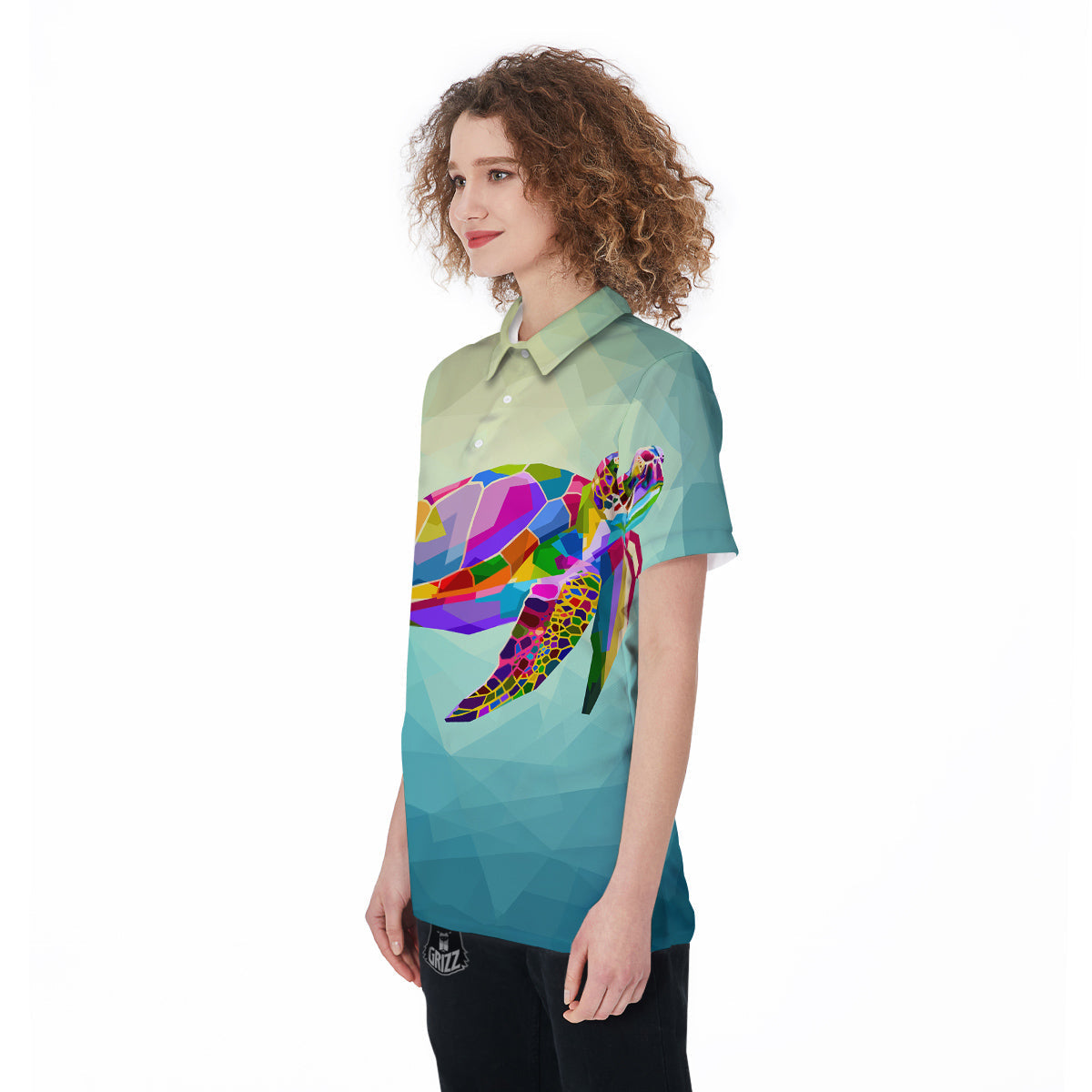 Sea Turtle Colorful Print Women's Golf Shirts-grizzshop