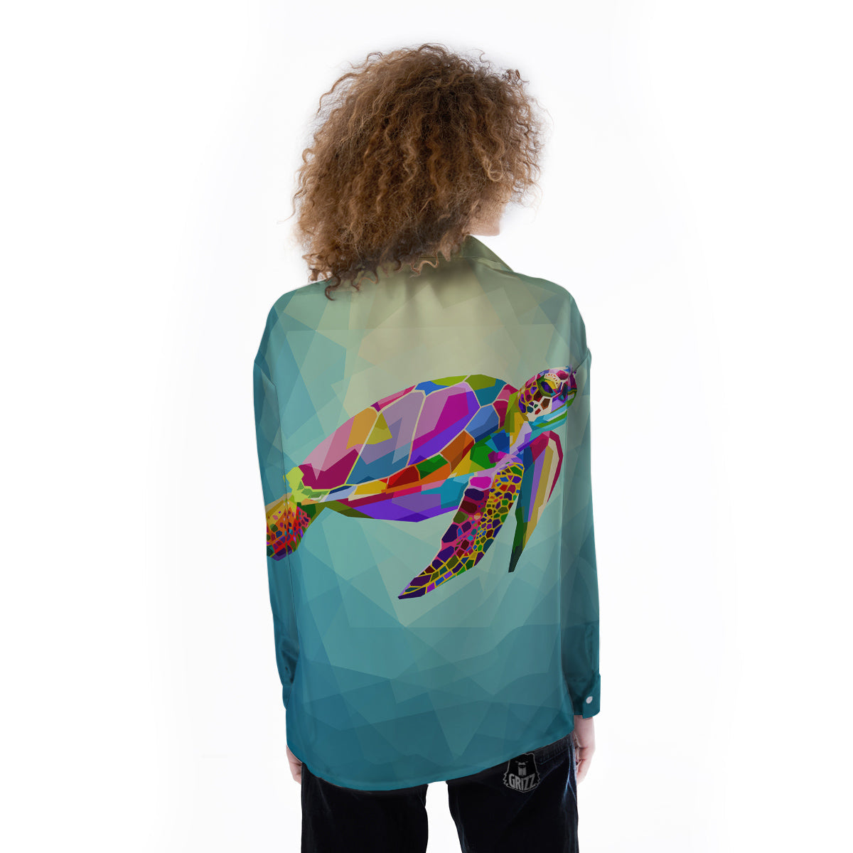 Sea Turtle Colorful Print Women's Long Sleeve Shirts-grizzshop