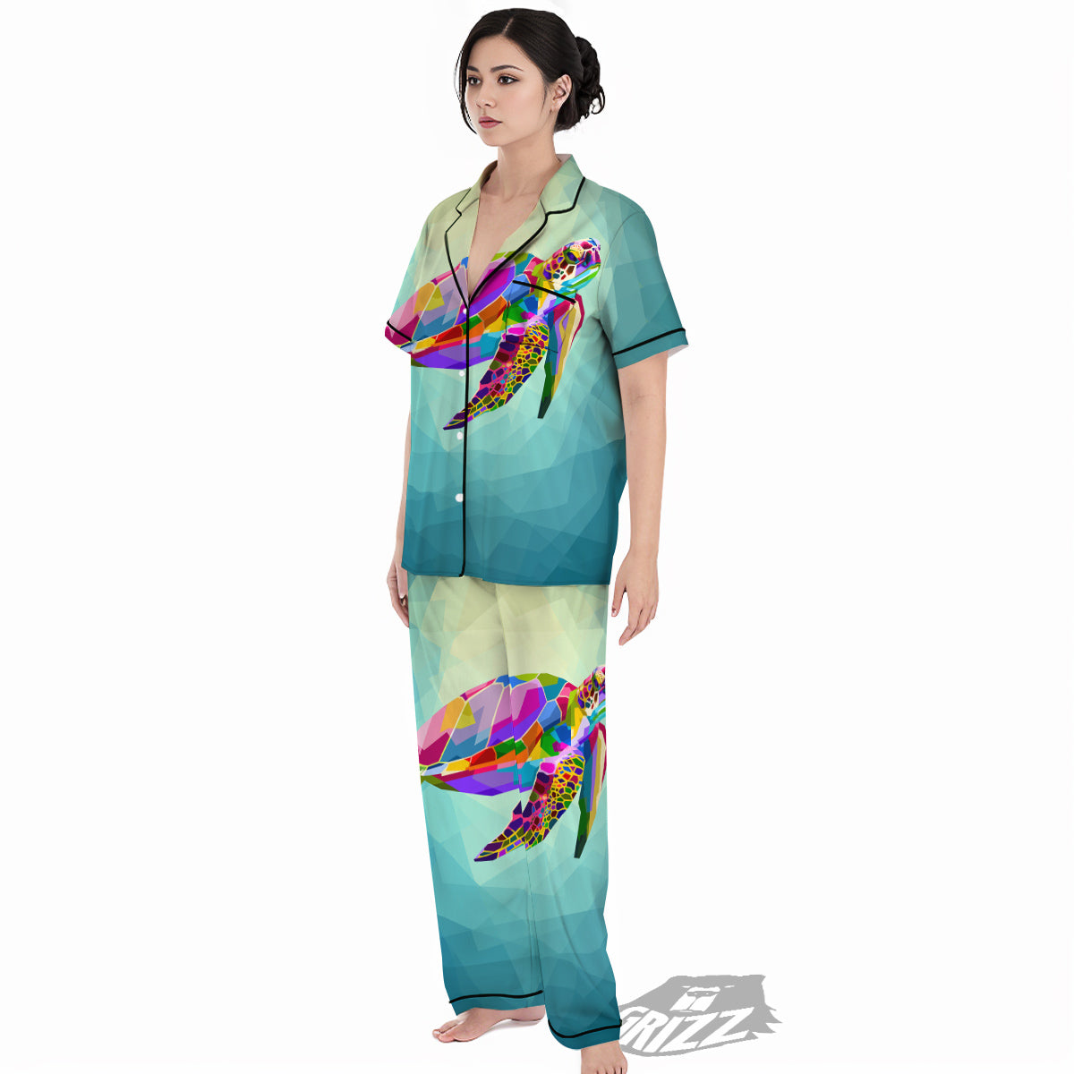 Sea Turtle Colorful Print Women's Pajamas Set-grizzshop