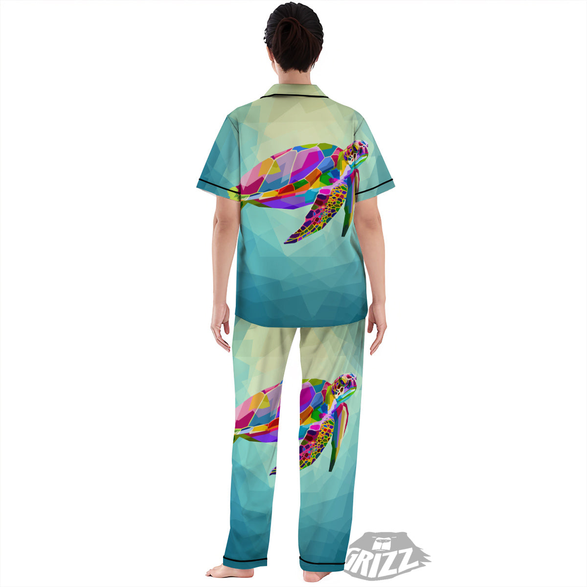 Sea Turtle Colorful Print Women's Pajamas Set-grizzshop