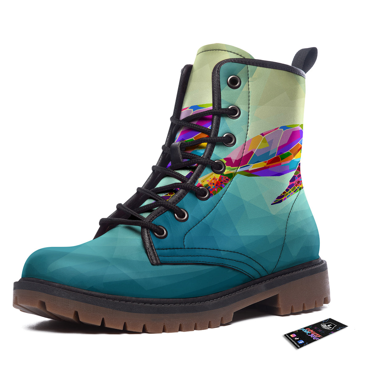 Sea Turtle Colorful Print Work Boots-grizzshop