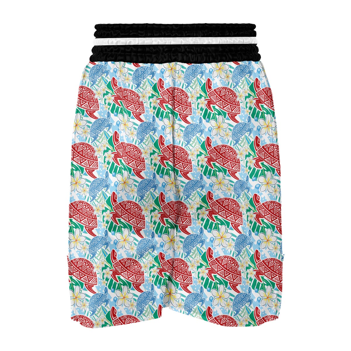 Sea Turtle Floral Hawaiian Pattern Print Boxing Shorts-grizzshop