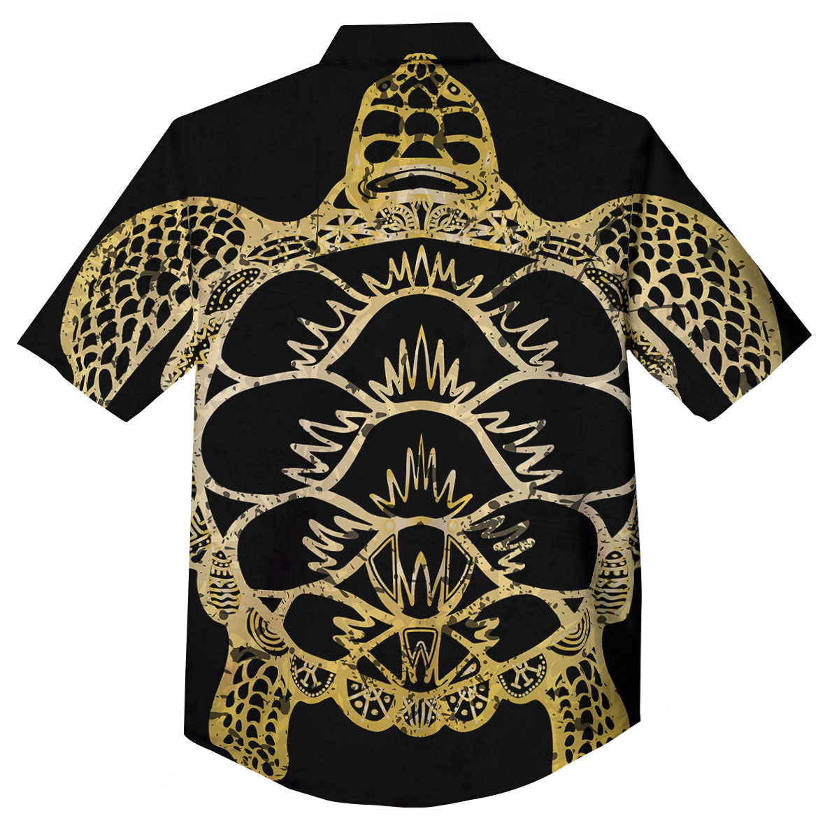 Sea Turtle Gold And Black Print Button Up Shirt-grizzshop