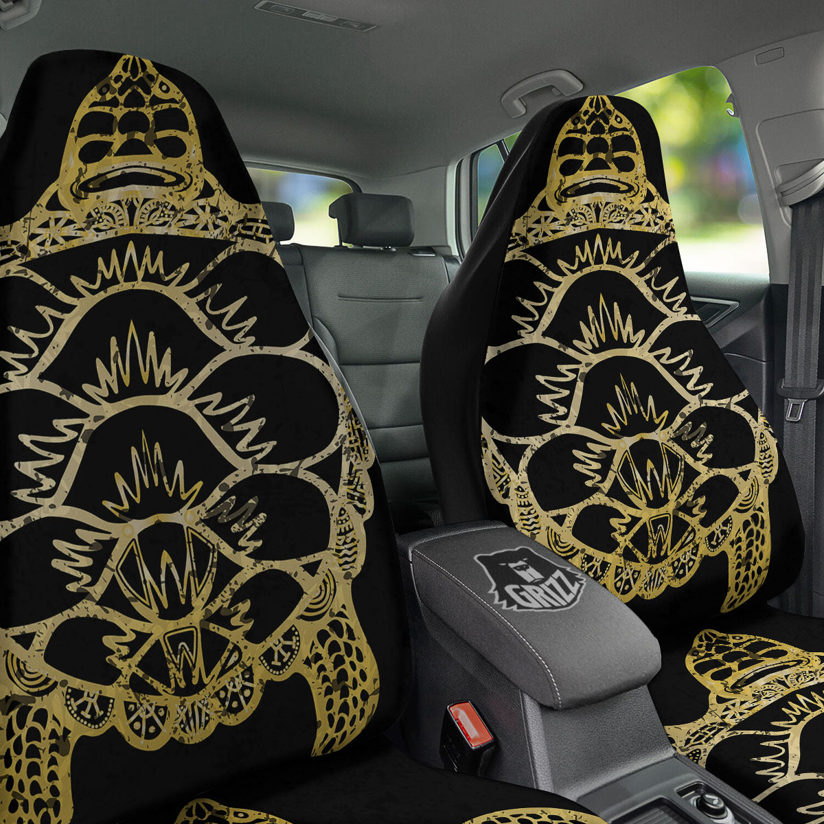 Sea Turtle Gold And Black Print Car Seat Covers-grizzshop