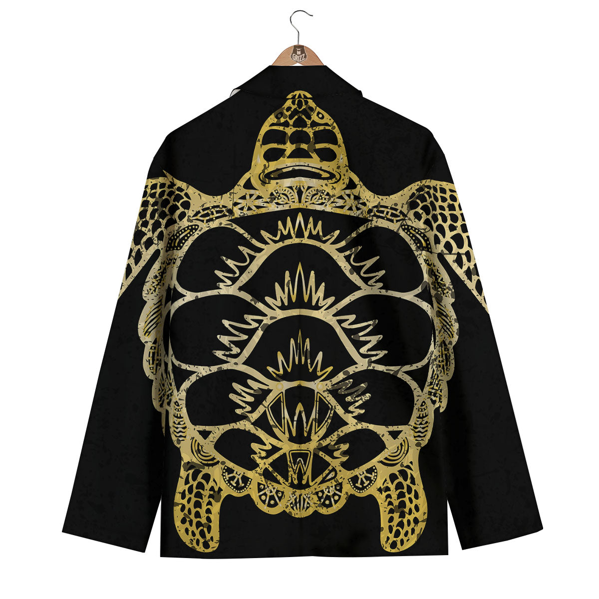 Sea Turtle Gold And Black Print Men's Blazer-grizzshop
