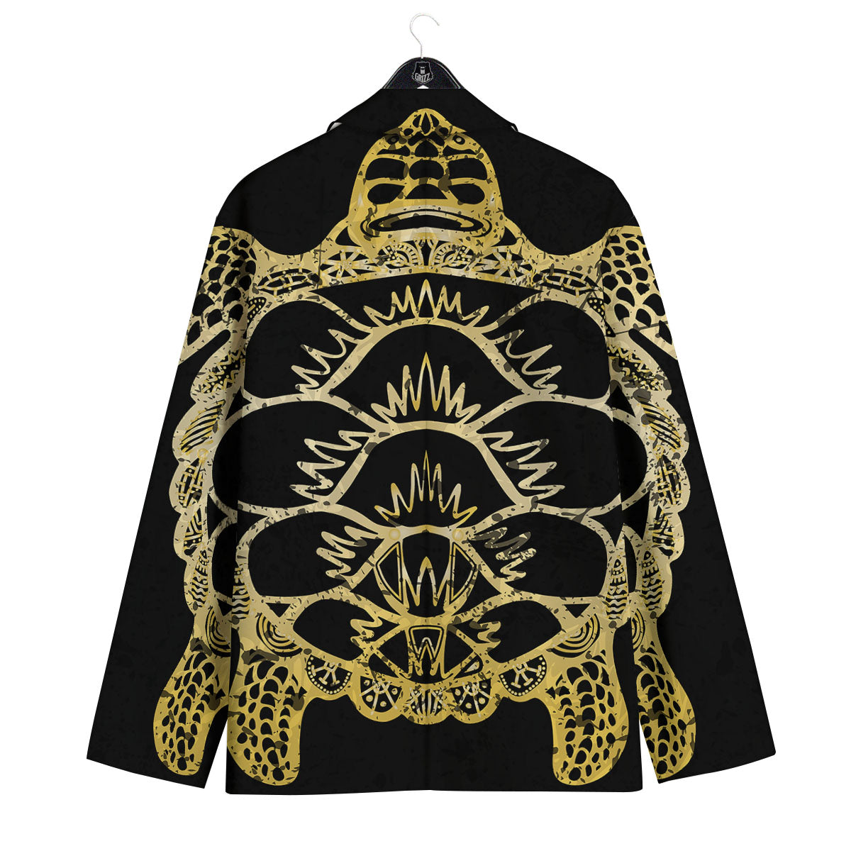 Sea Turtle Gold And Black Print Men's Sport Coat-grizzshop