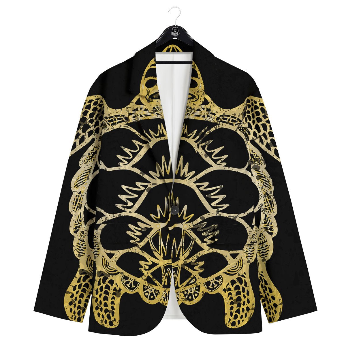 Sea Turtle Gold And Black Print Men's Sport Coat-grizzshop