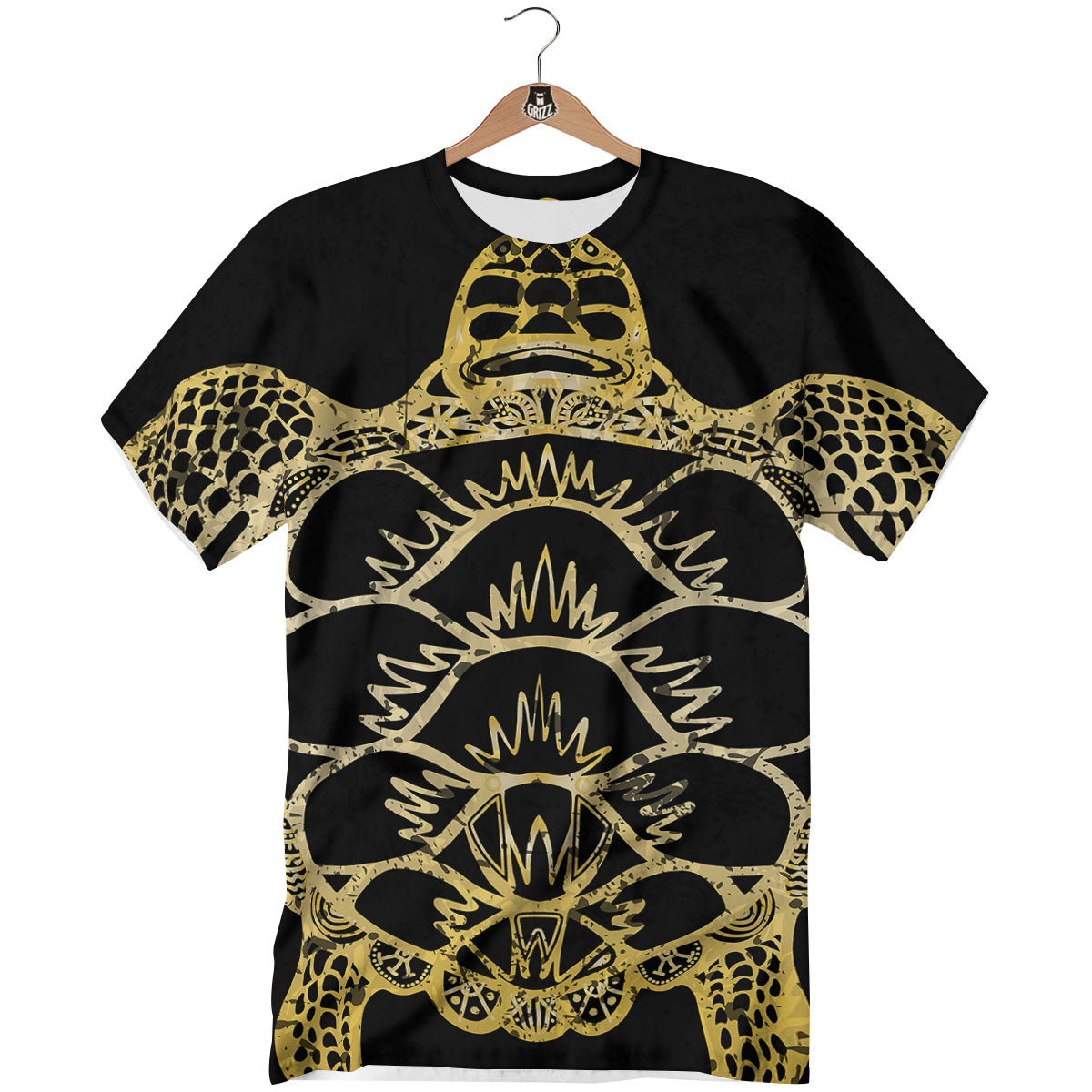 Sea Turtle Gold And Black Print T-Shirt-grizzshop