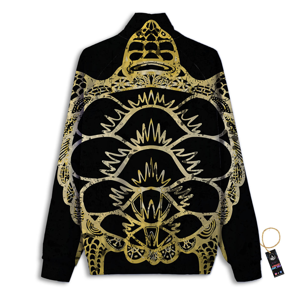 Sea Turtle Gold And Black Print Track Jacket-grizzshop