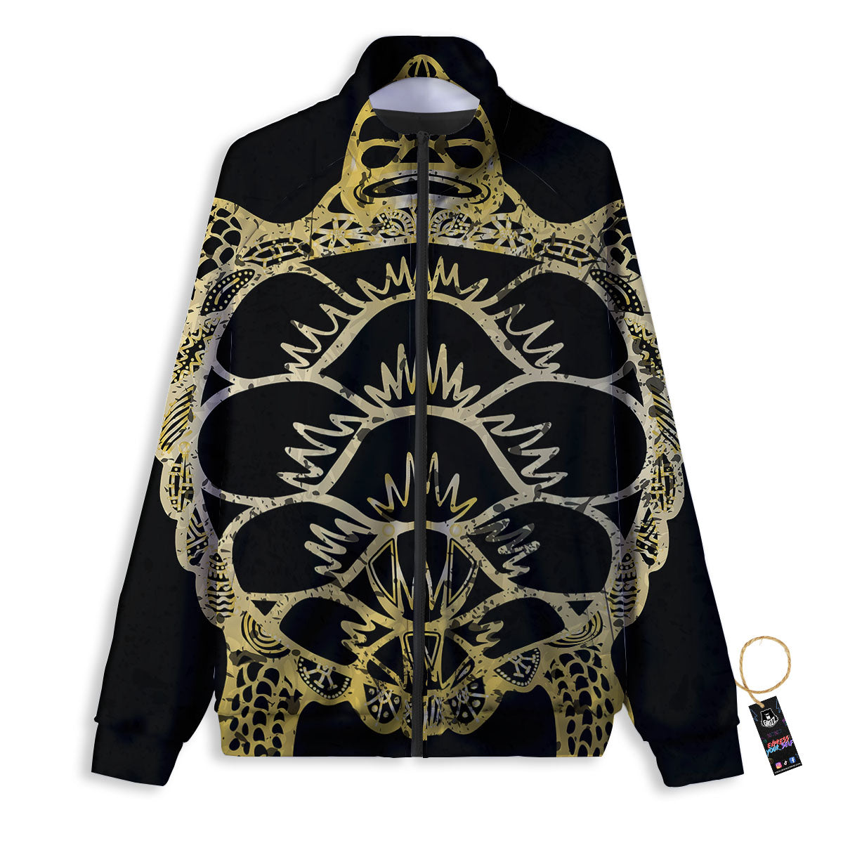 Sea Turtle Gold And Black Print Track Jacket-grizzshop