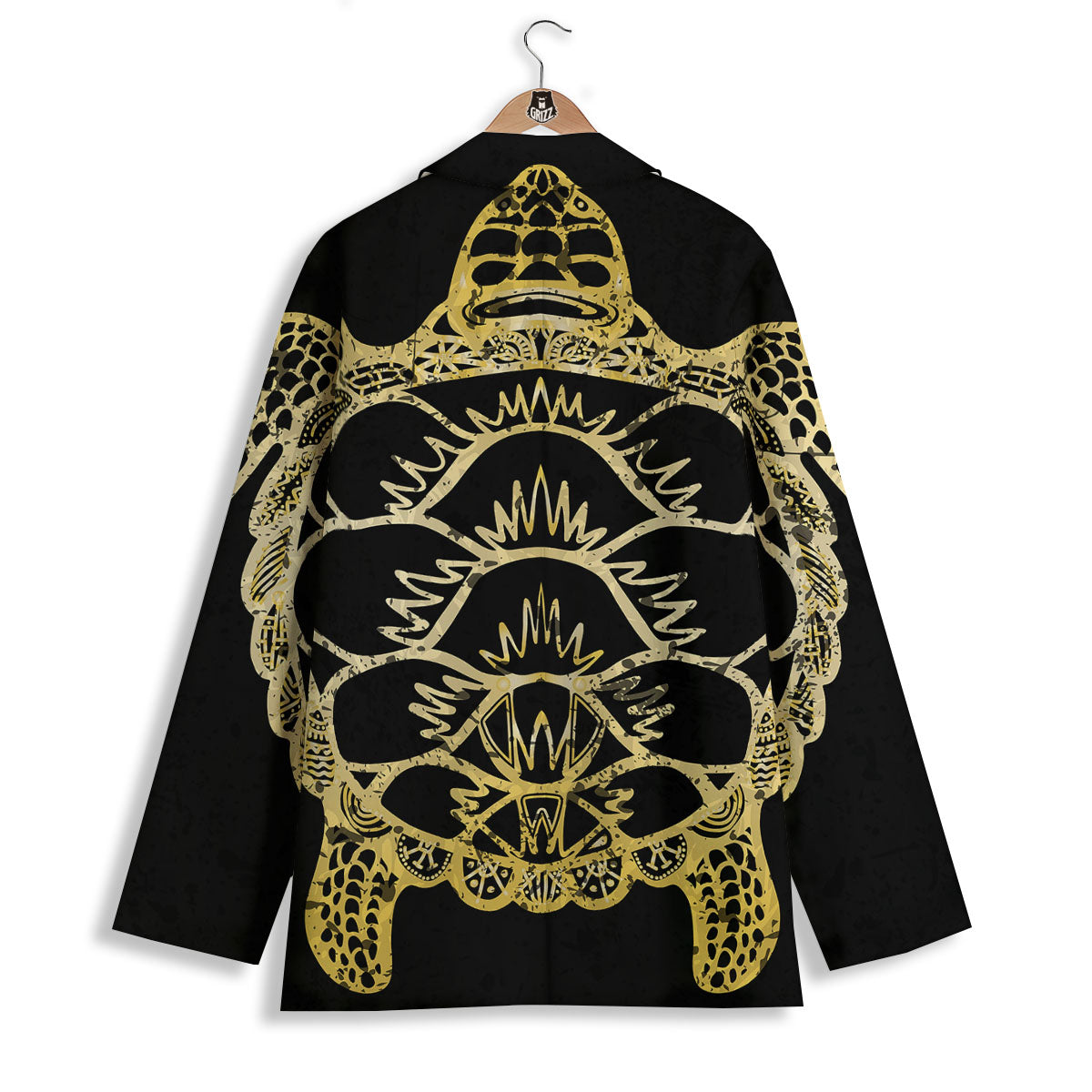 Sea Turtle Gold And Black Print Women's Blazer-grizzshop