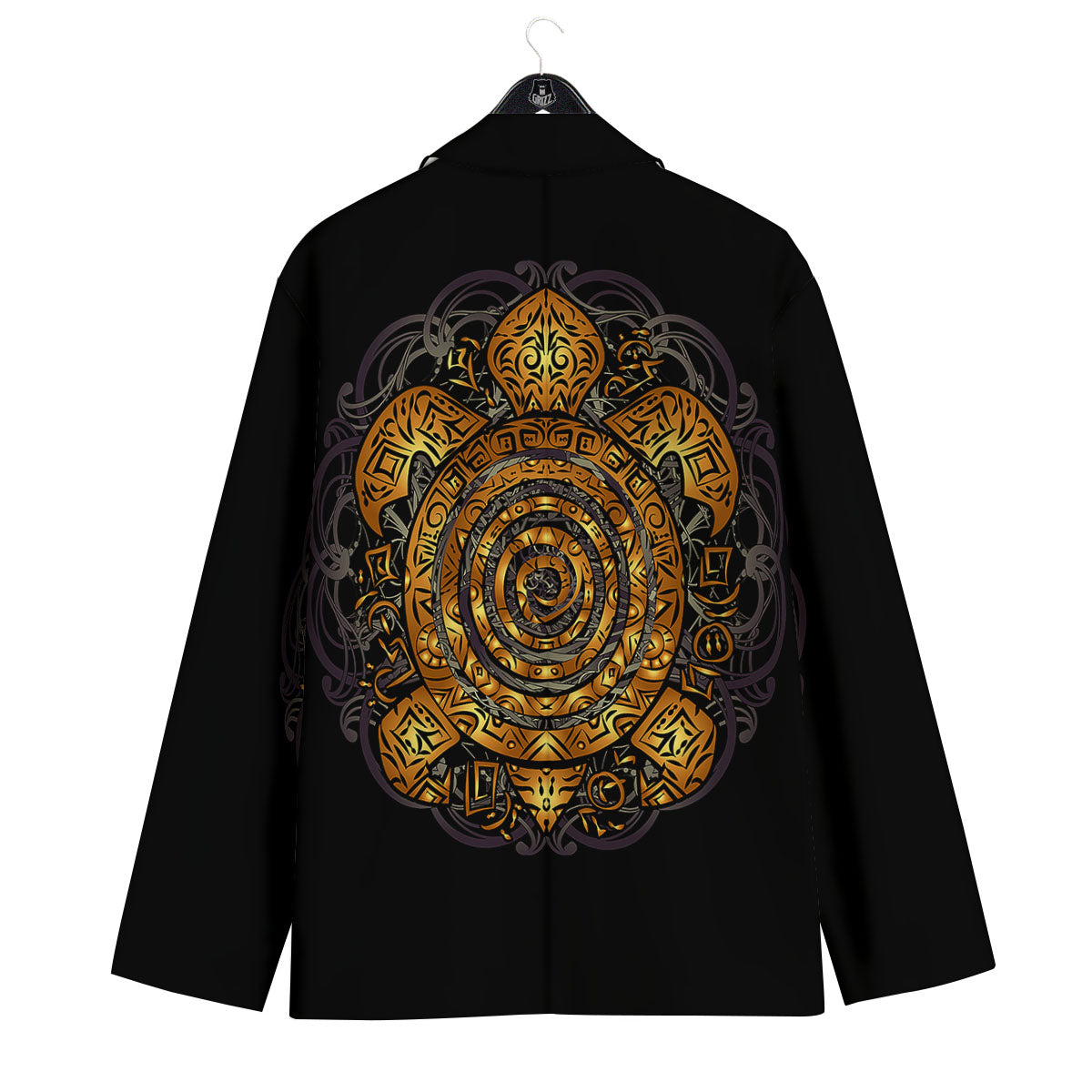 Sea Turtle Golden Tribal Print Men's Sport Coat-grizzshop