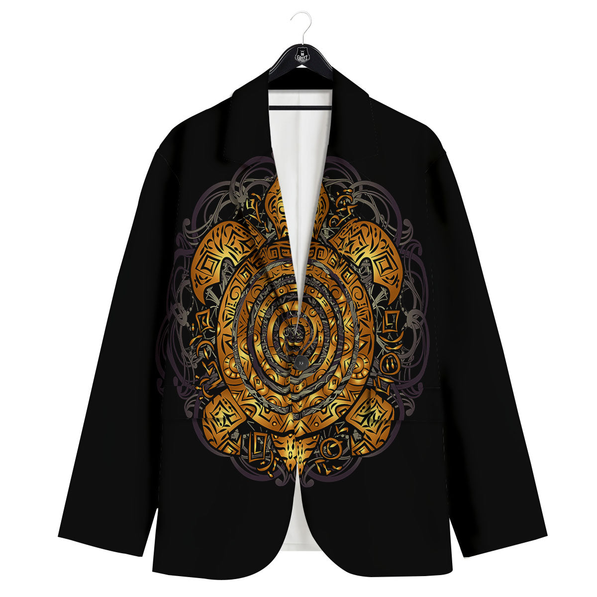 Sea Turtle Golden Tribal Print Men's Sport Coat-grizzshop