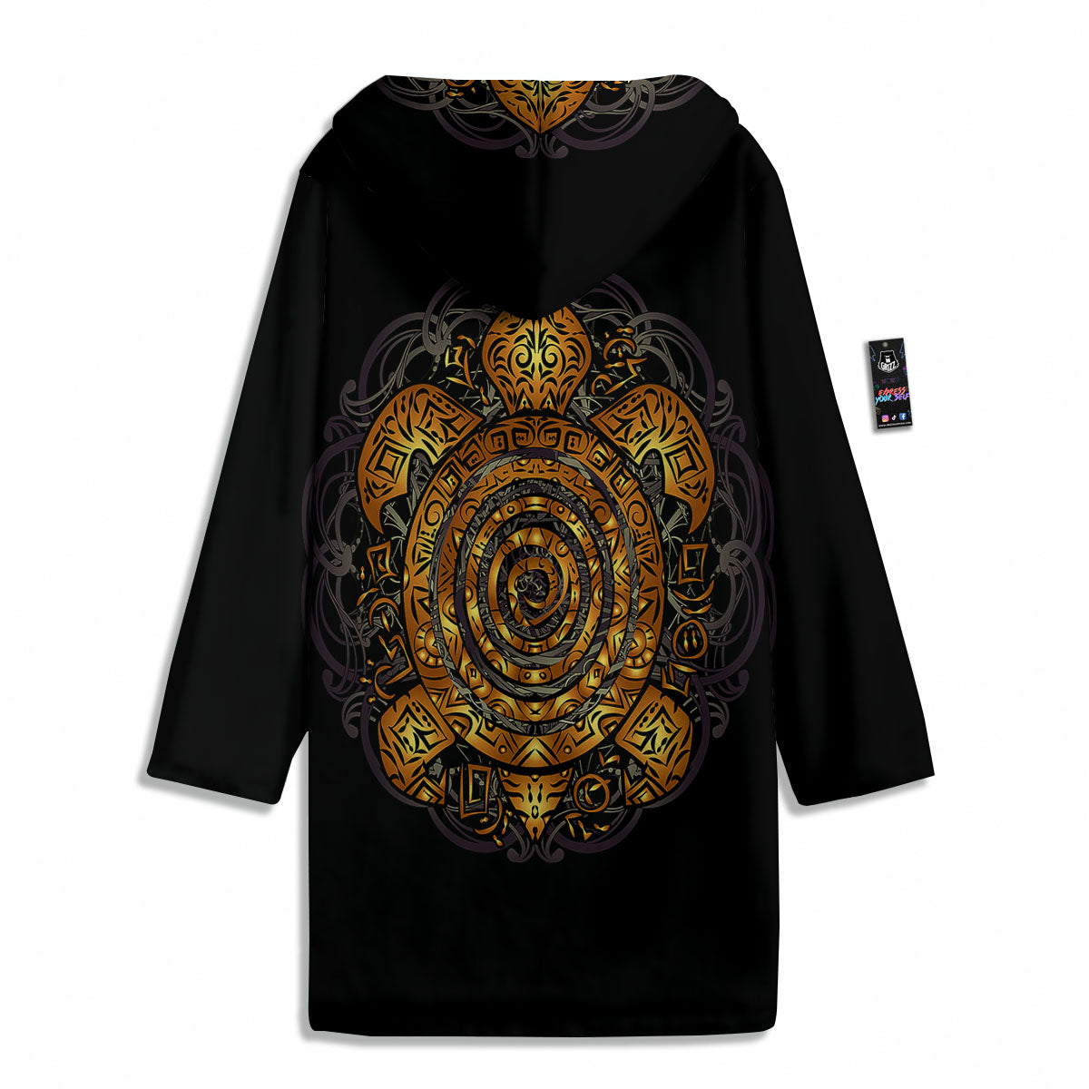 Sea Turtle Golden Tribal Print Men's Windbreaker Jacket-grizzshop