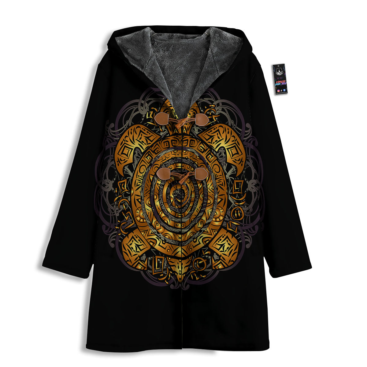 Sea Turtle Golden Tribal Print Men's Windbreaker Jacket-grizzshop