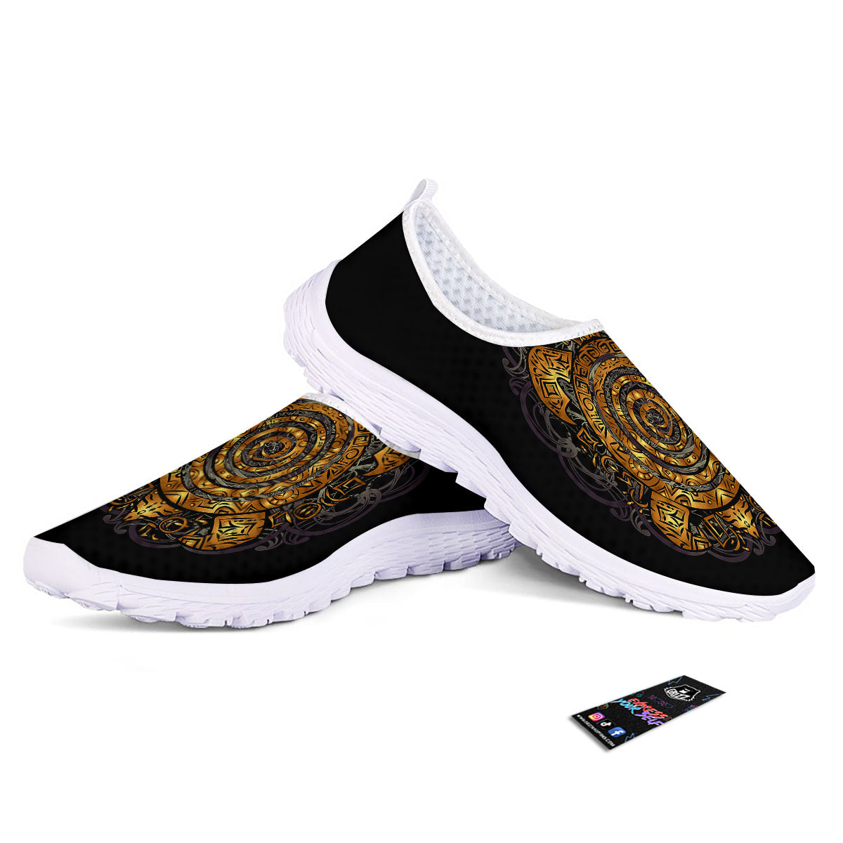 Sea Turtle Golden Tribal Print Nurse Shoes-grizzshop