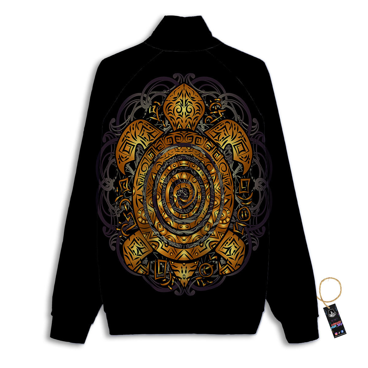 Sea Turtle Golden Tribal Print Track Jacket-grizzshop