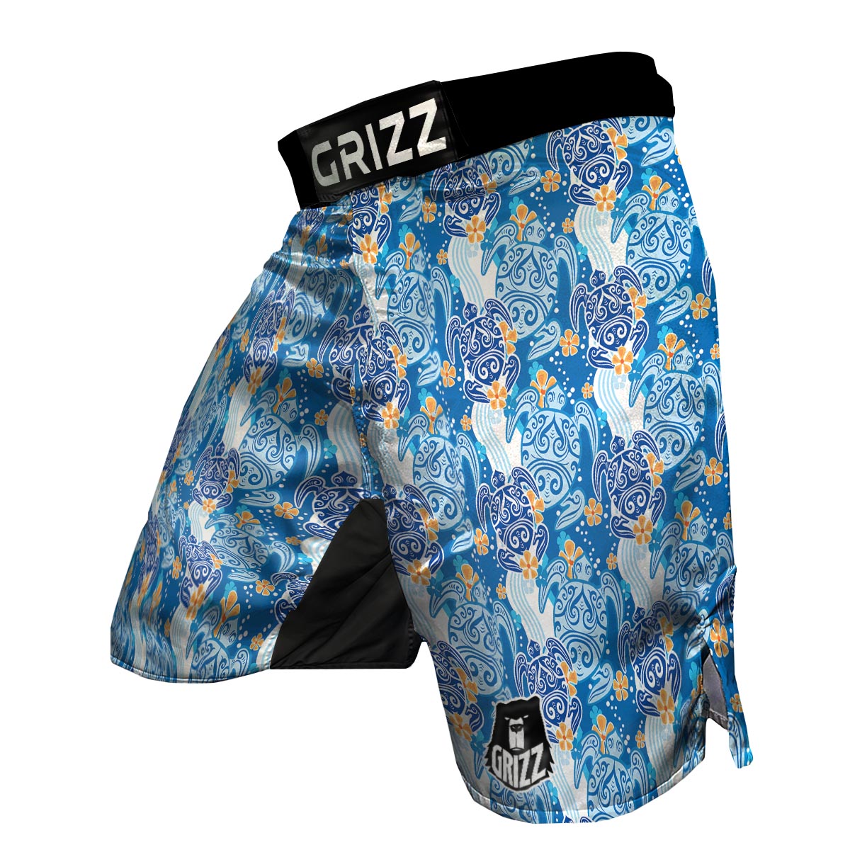 Sea Turtle Hawaiian Blue Pattern Print MMA Shorts-grizzshop